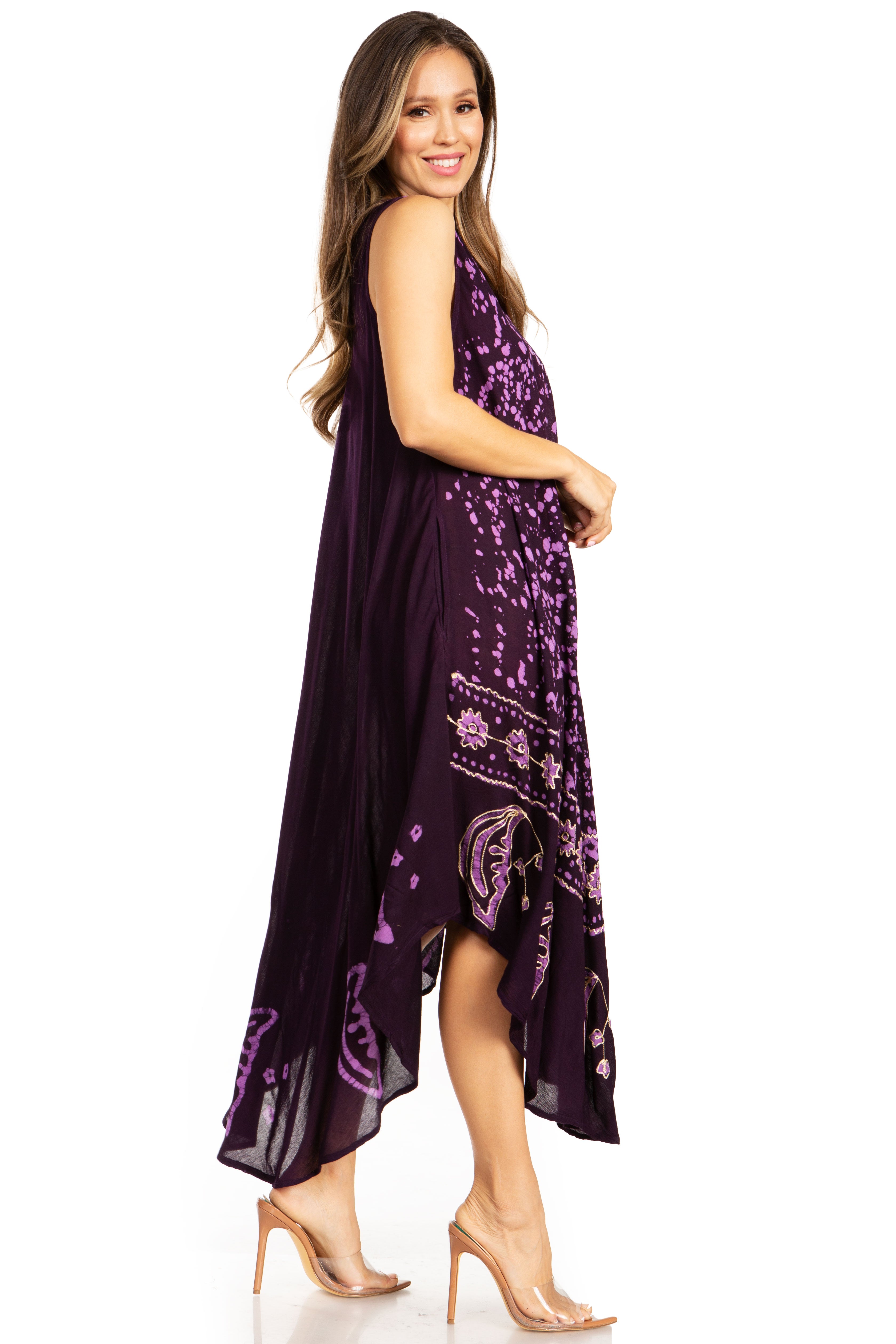 Sakkas - Moon and Stars Batik Caftan Tank Dress / Cover Up