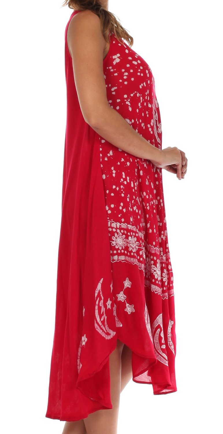Sakkas - Moon and Stars Batik Caftan Tank Dress / Cover Up