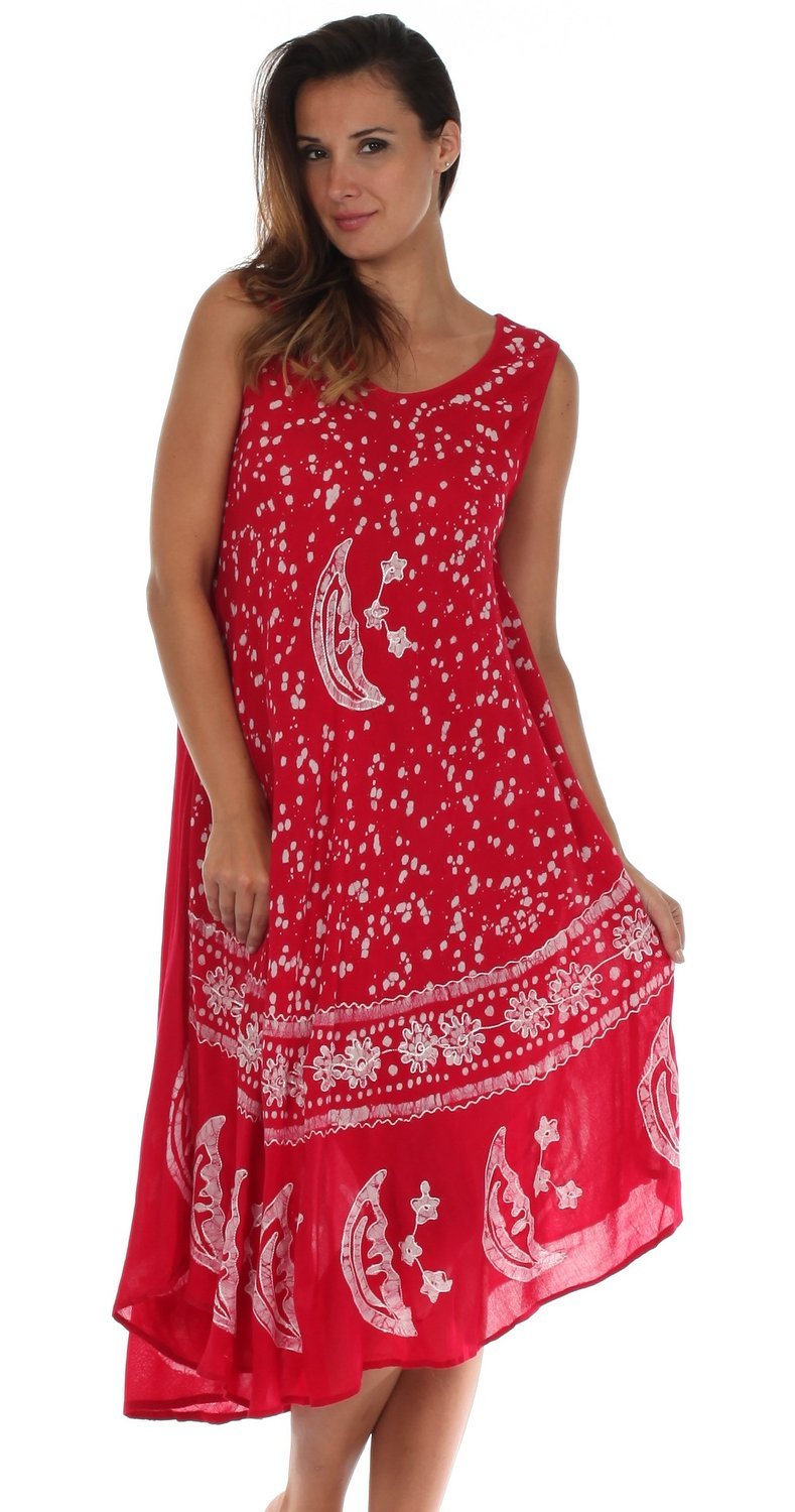 Sakkas - Moon and Stars Batik Caftan Tank Dress / Cover Up