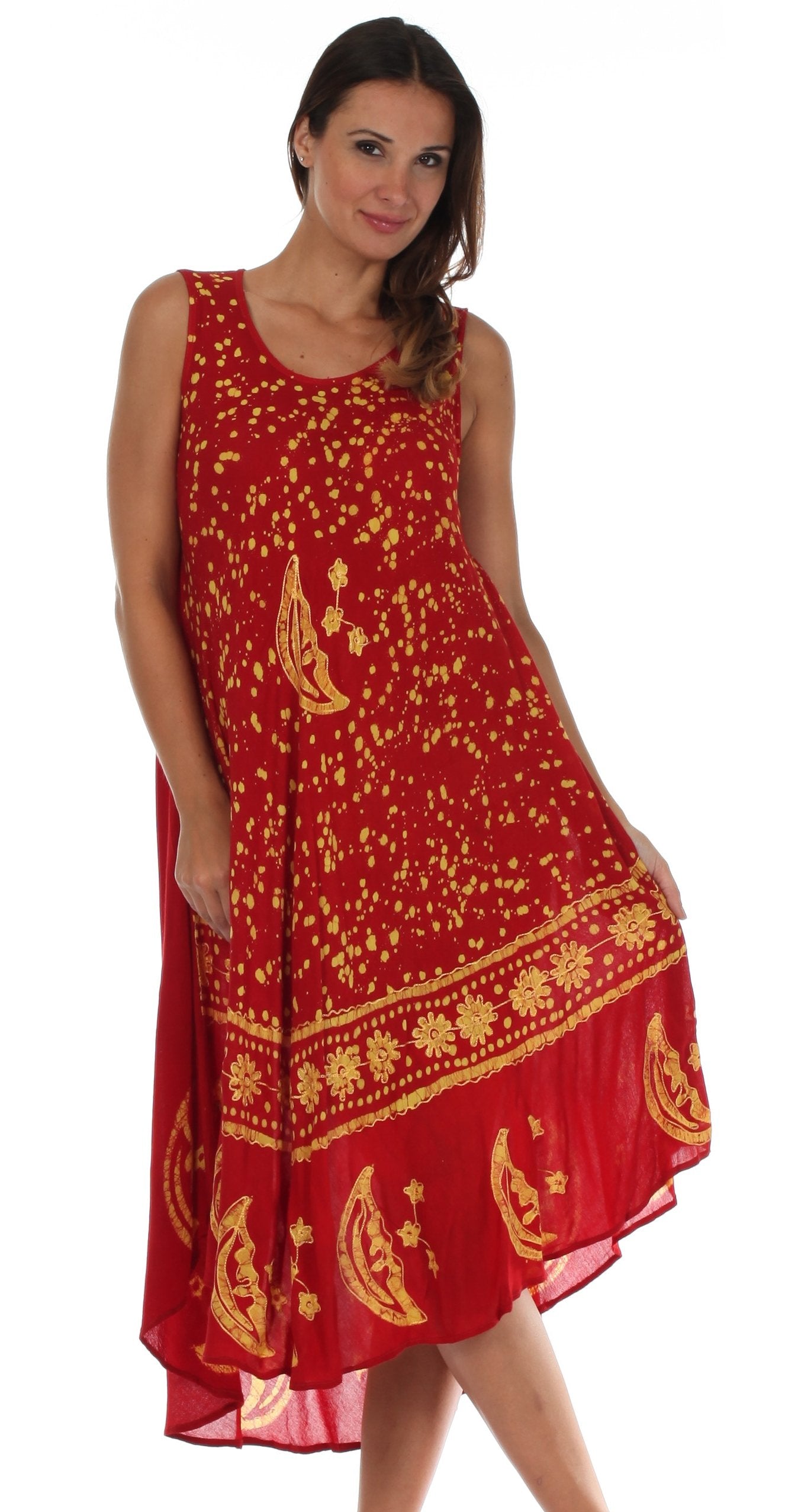 Sakkas - Moon and Stars Batik Caftan Tank Dress / Cover Up