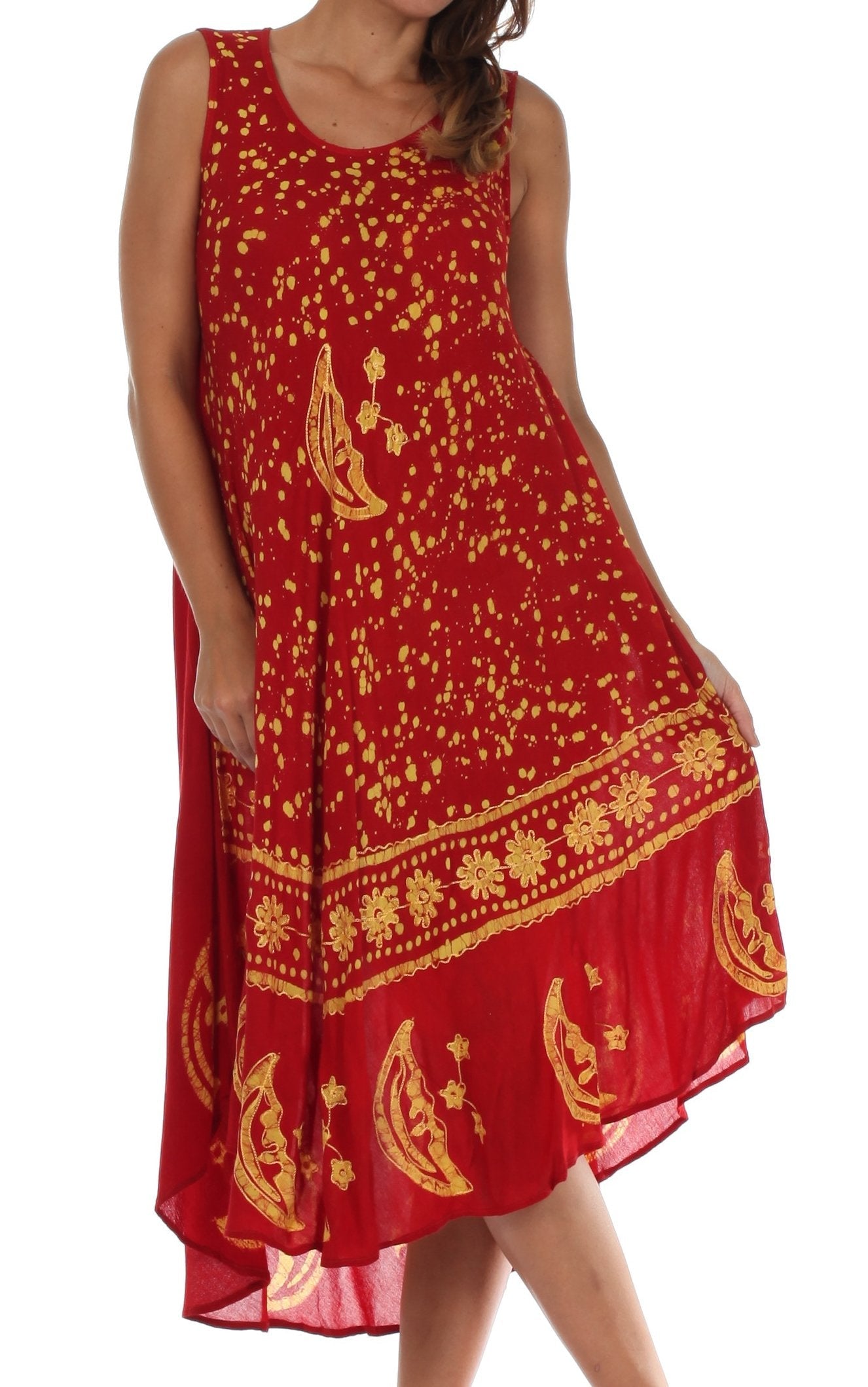Sakkas - Moon and Stars Batik Caftan Tank Dress / Cover Up