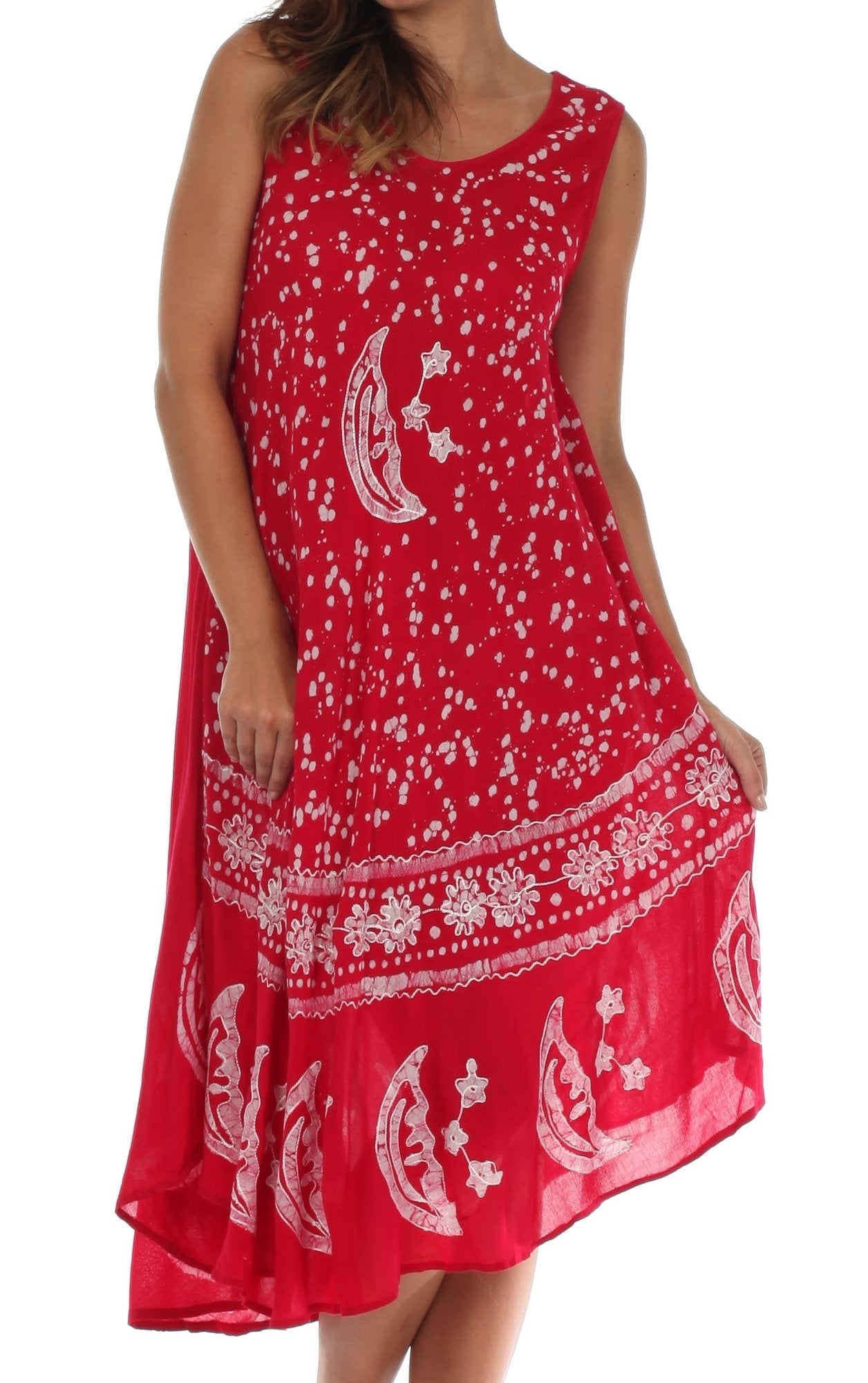 Sakkas - Moon and Stars Batik Caftan Tank Dress / Cover Up
