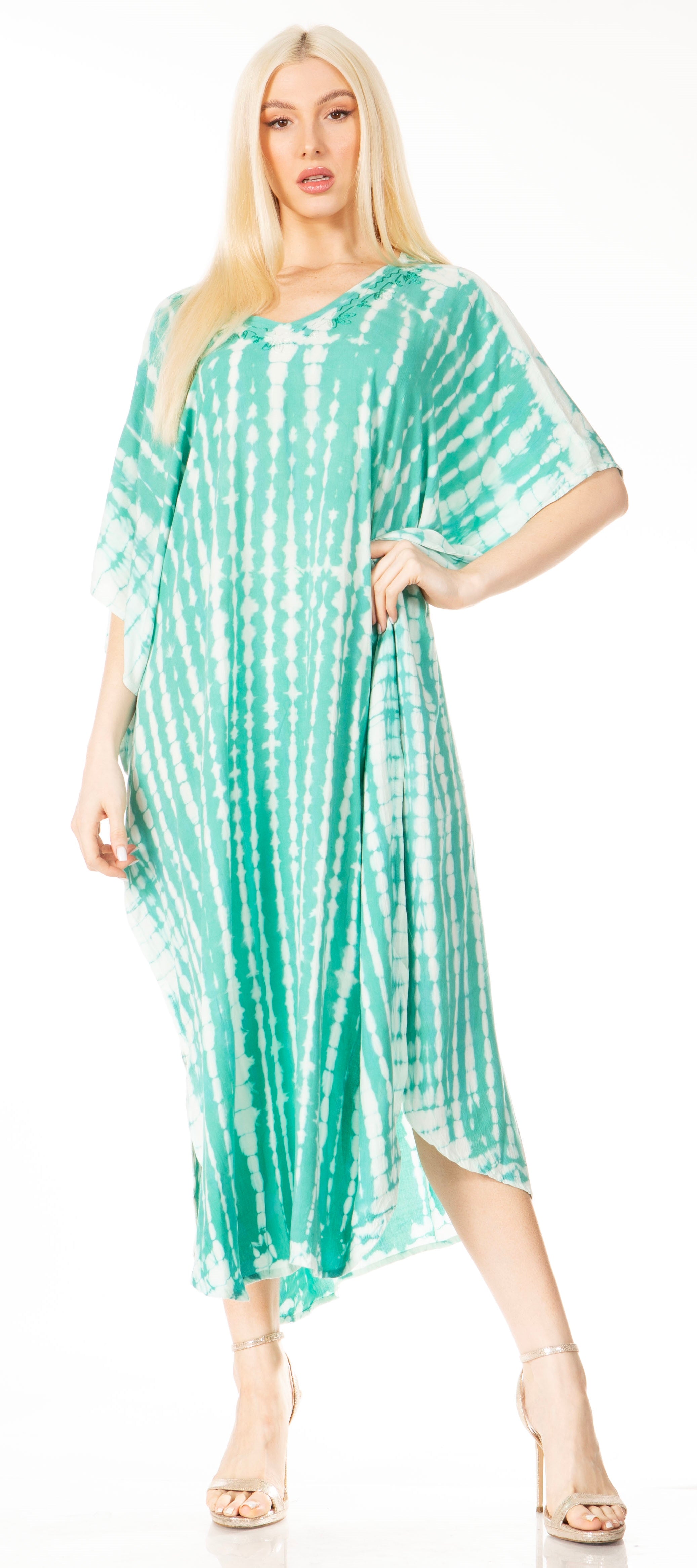 Sakkas - Maitte V-Neck Printed Kaftan