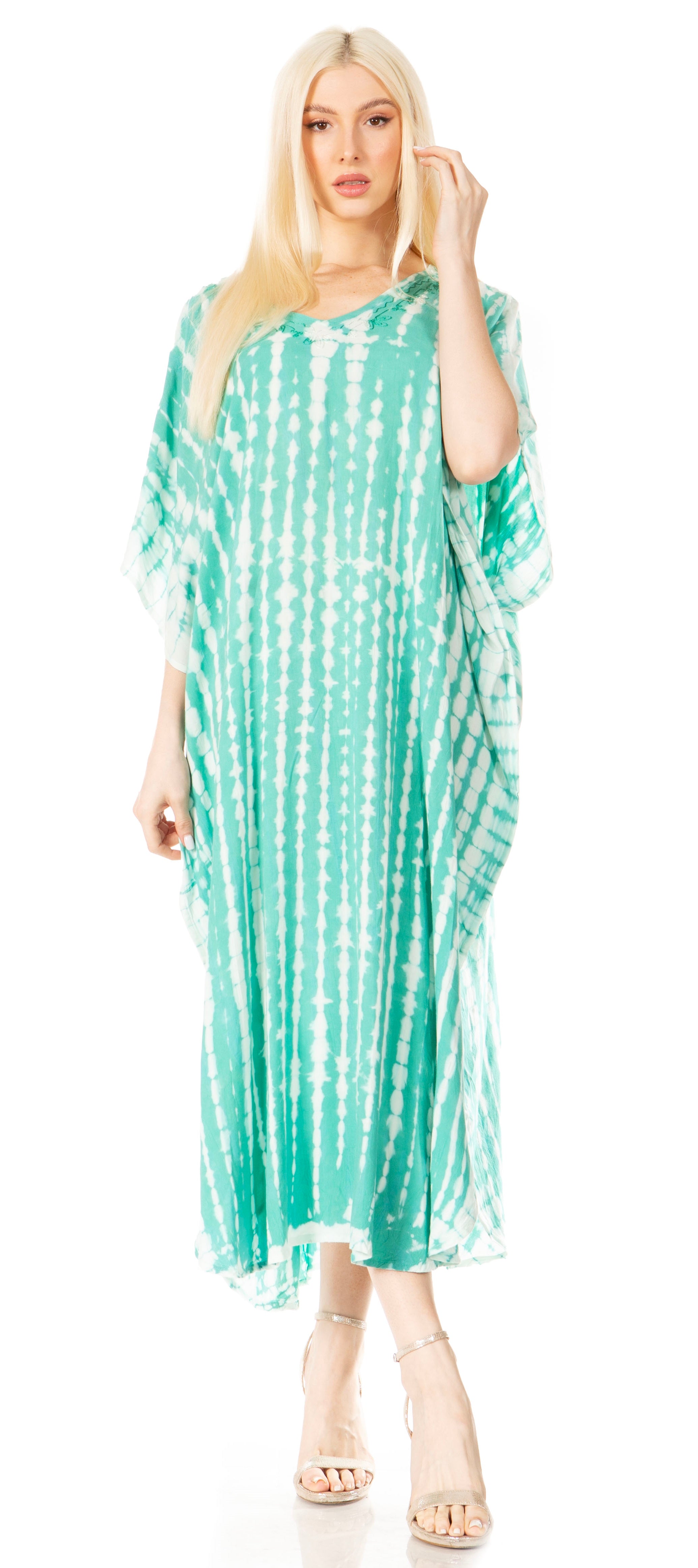 Sakkas - Maitte V-Neck Printed Kaftan