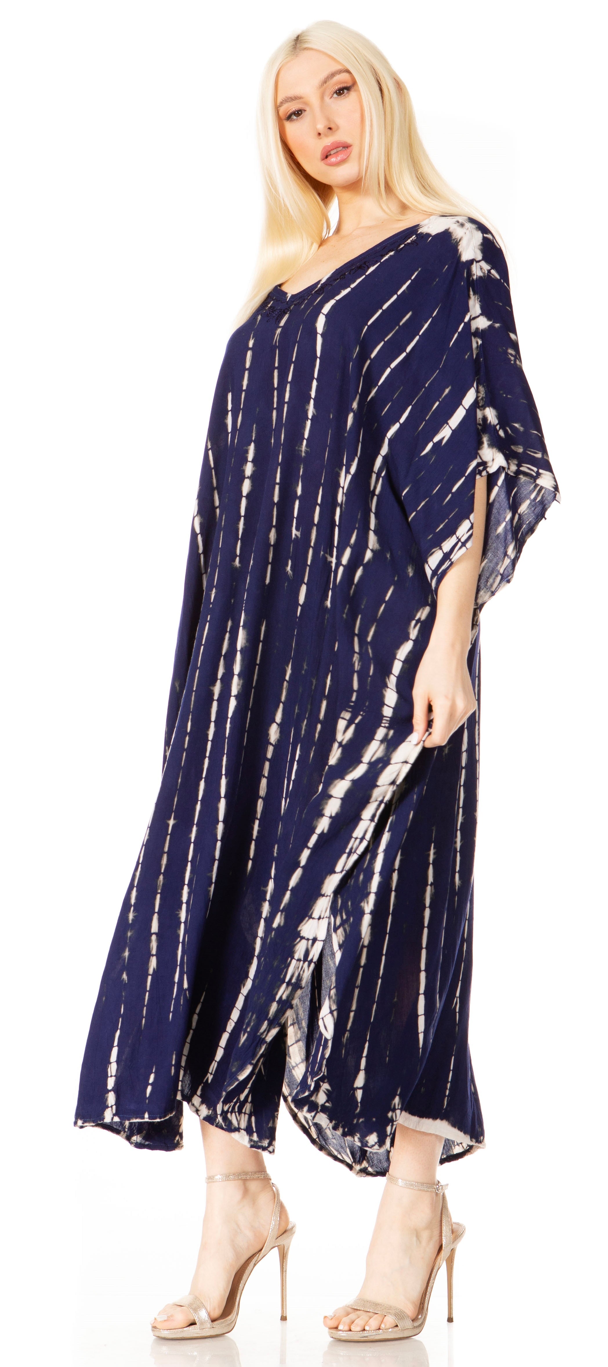 Sakkas - Maitte V-Neck Printed Kaftan