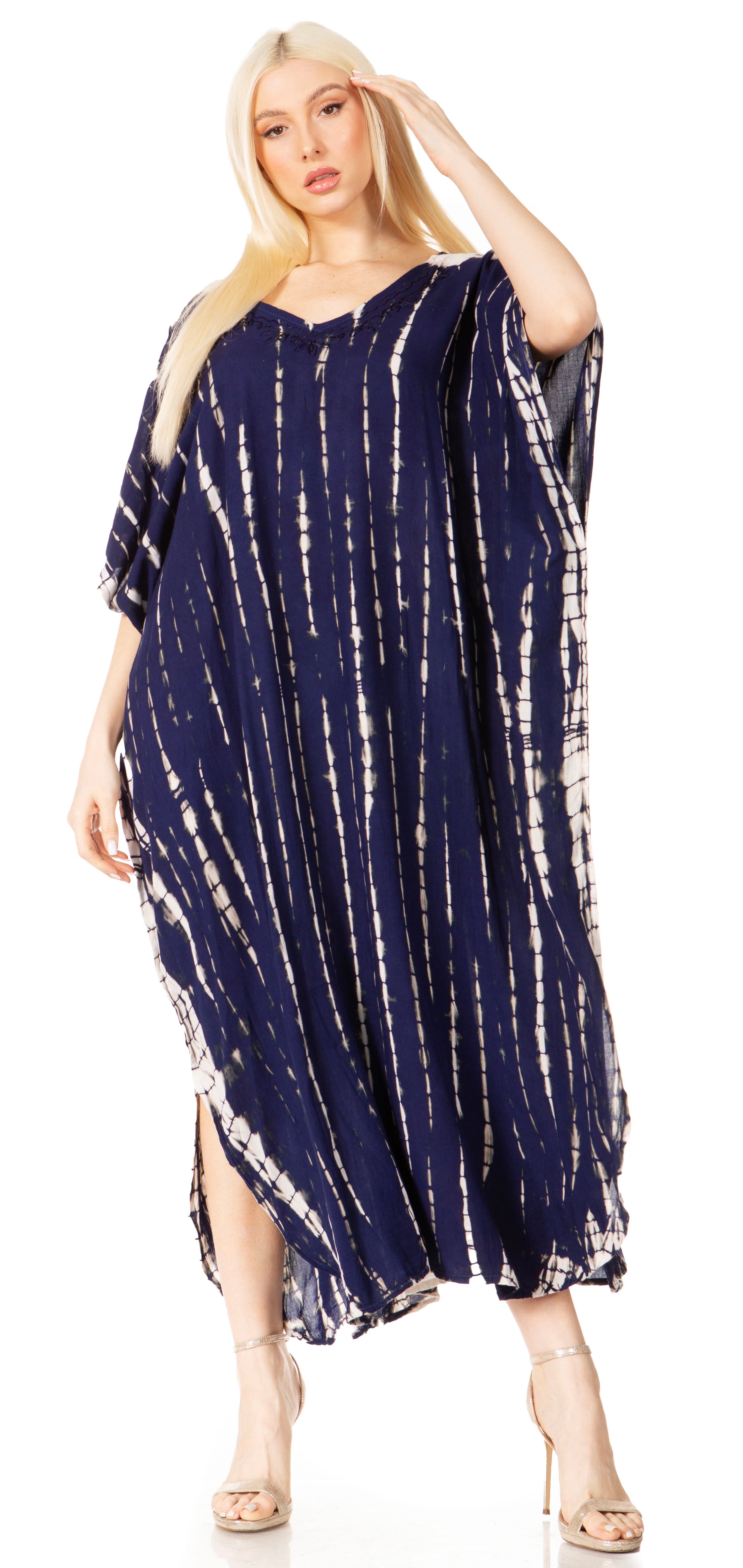 Sakkas - Maitte V-Neck Printed Kaftan