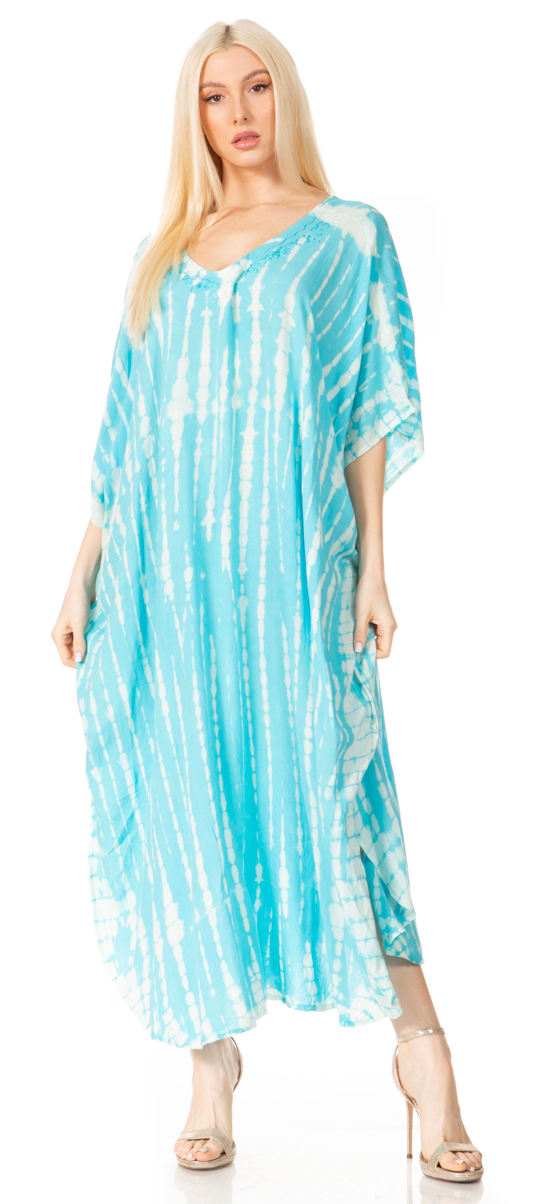 Sakkas - Maitte V-Neck Printed Kaftan