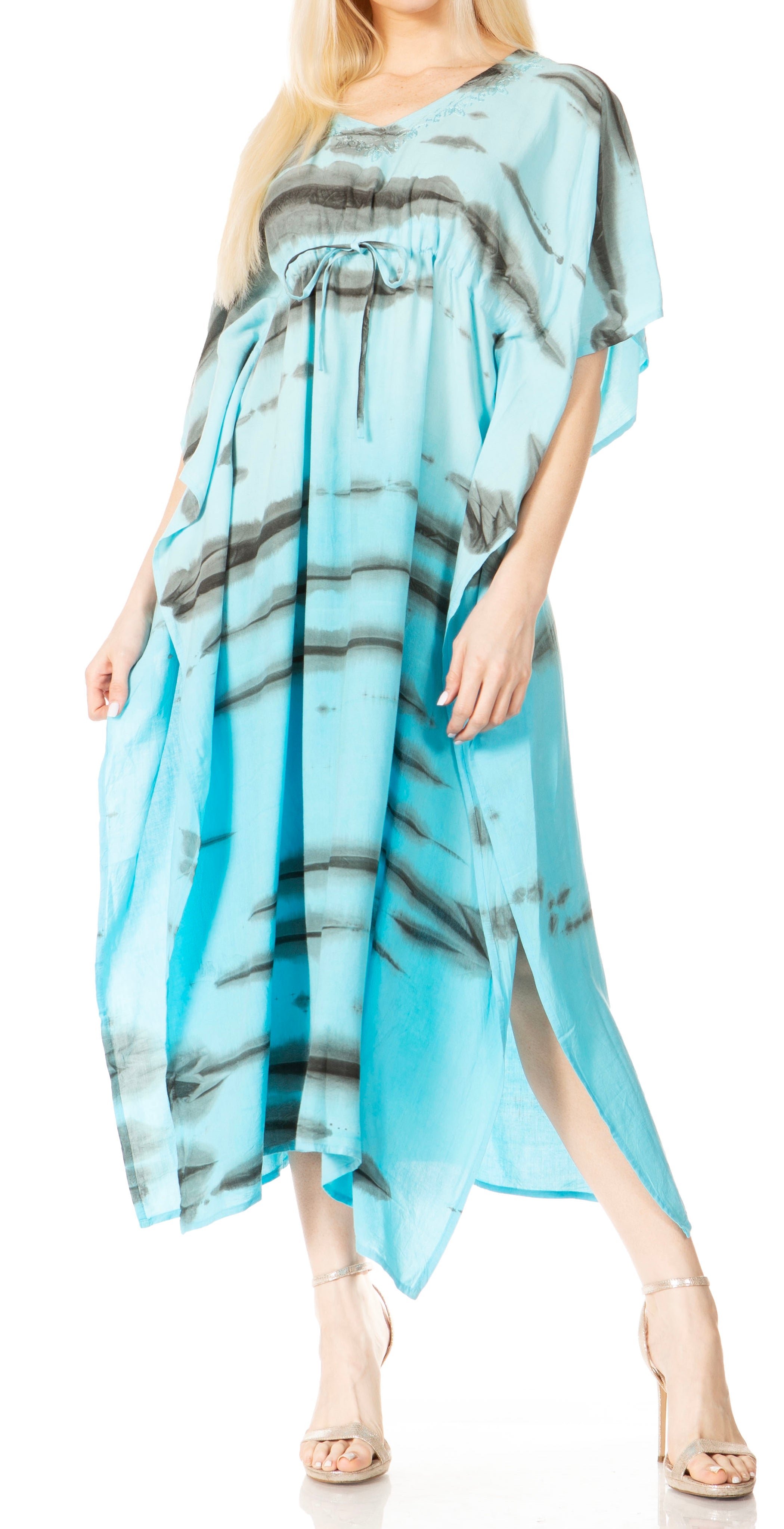 Sakkas - Maitte V-Neck Printed Kaftan