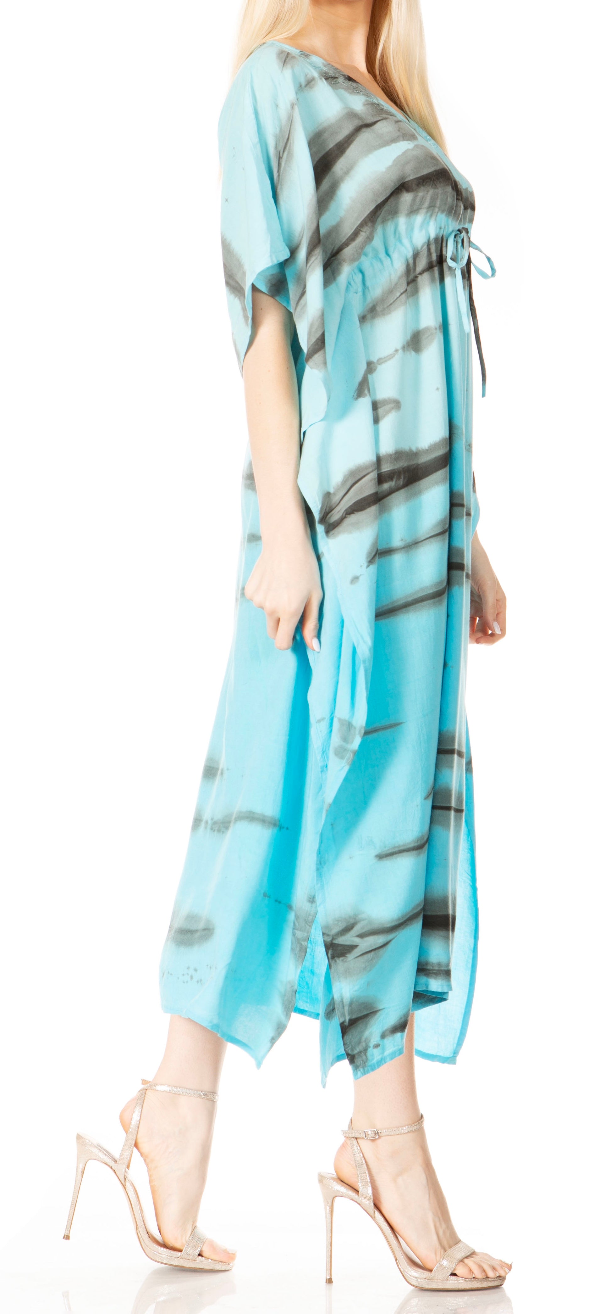 Sakkas - Maitte V-Neck Printed Kaftan