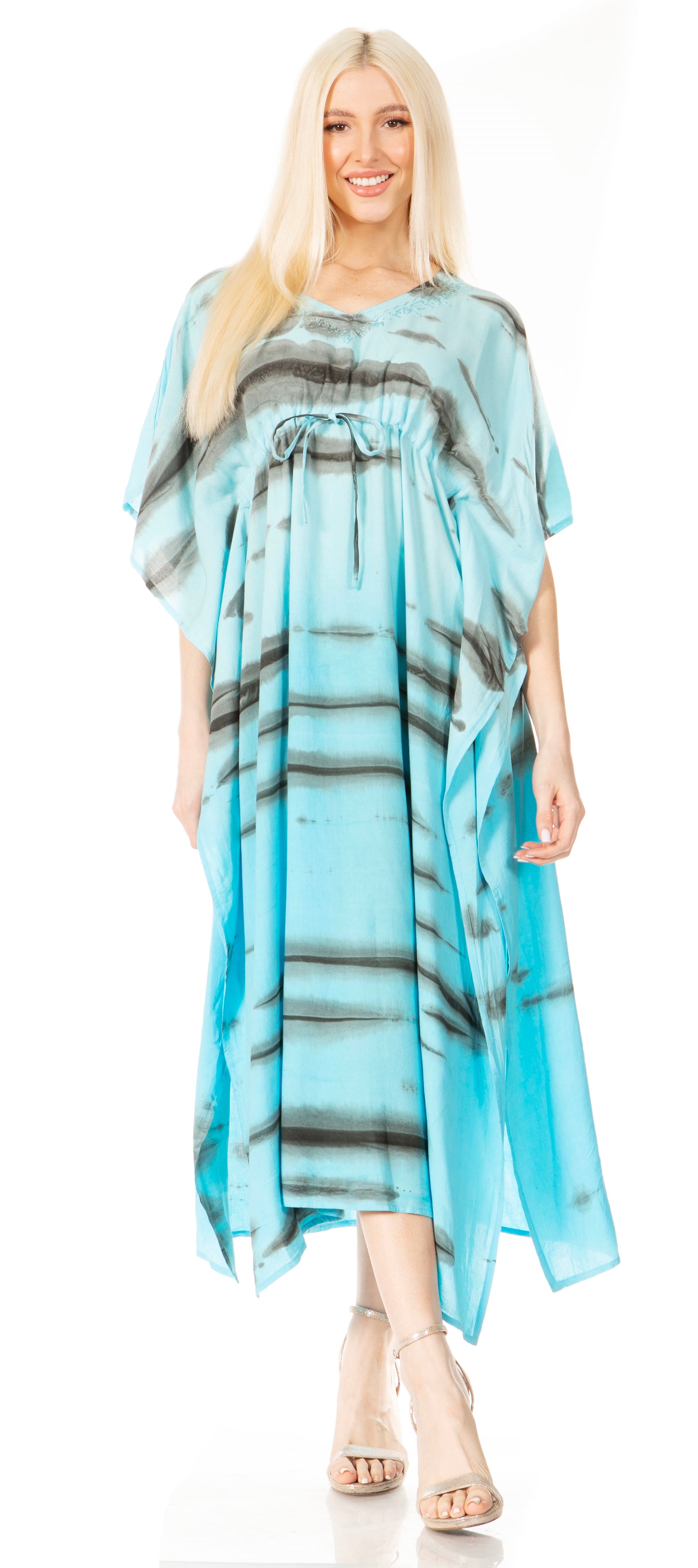 Sakkas - Maitte V-Neck Printed Kaftan