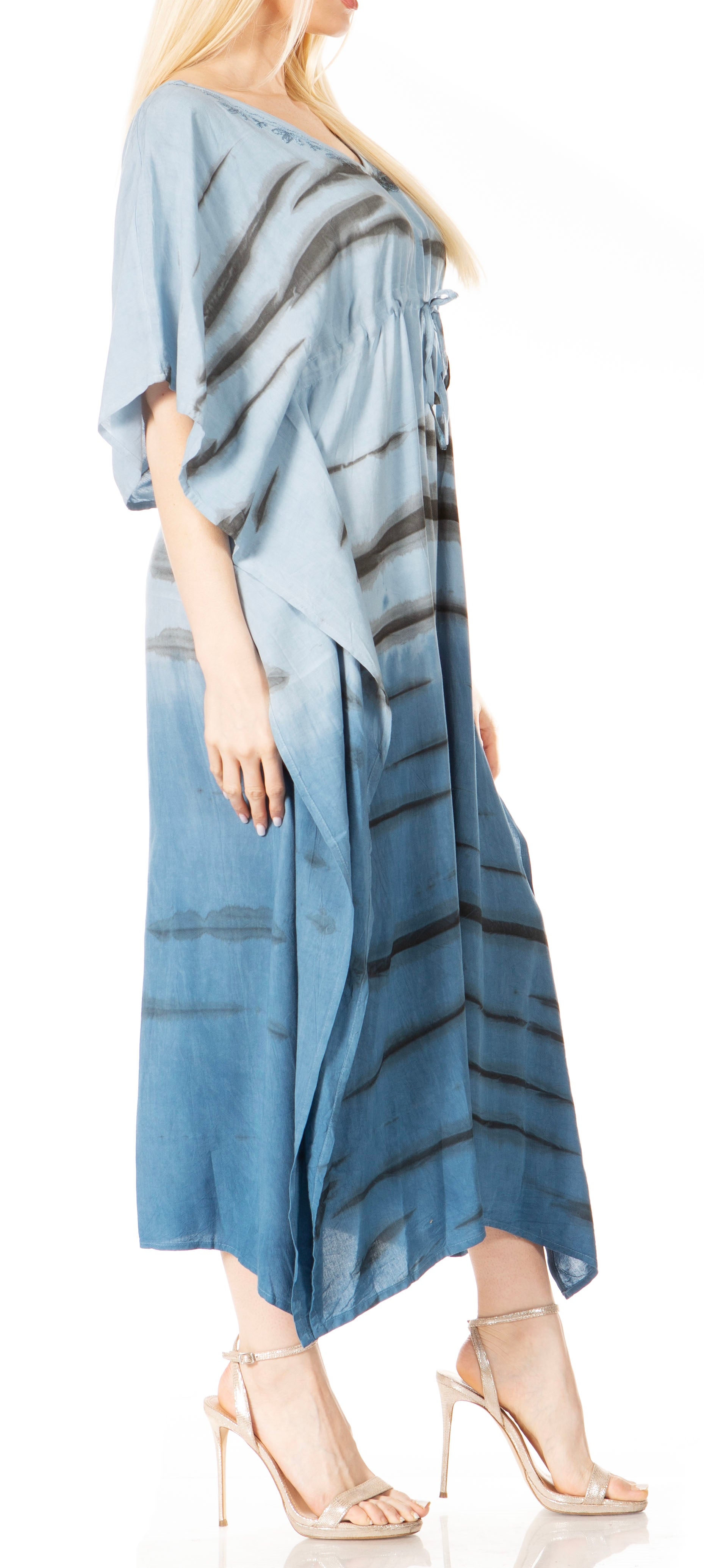 Sakkas - Maitte V-Neck Printed Kaftan