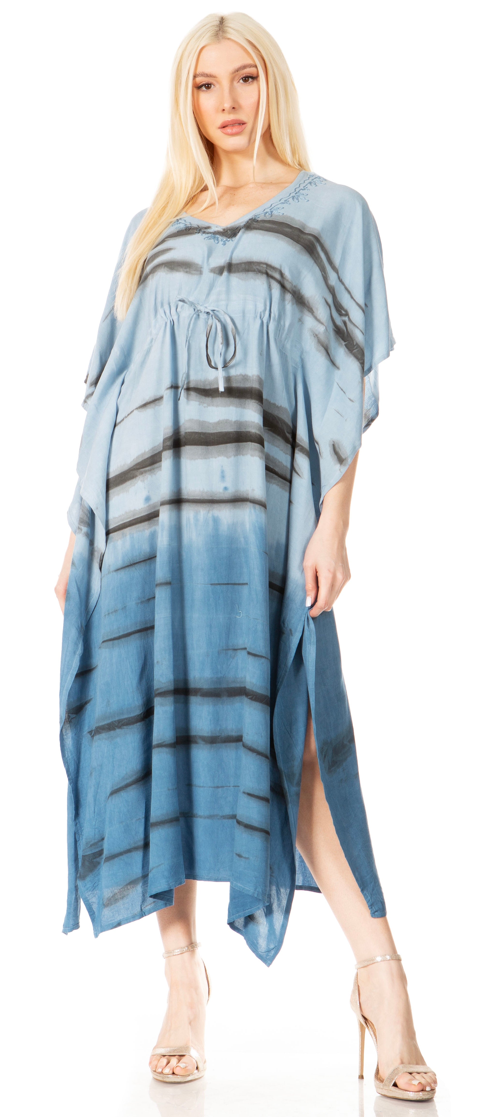 Sakkas - Maitte V-Neck Printed Kaftan
