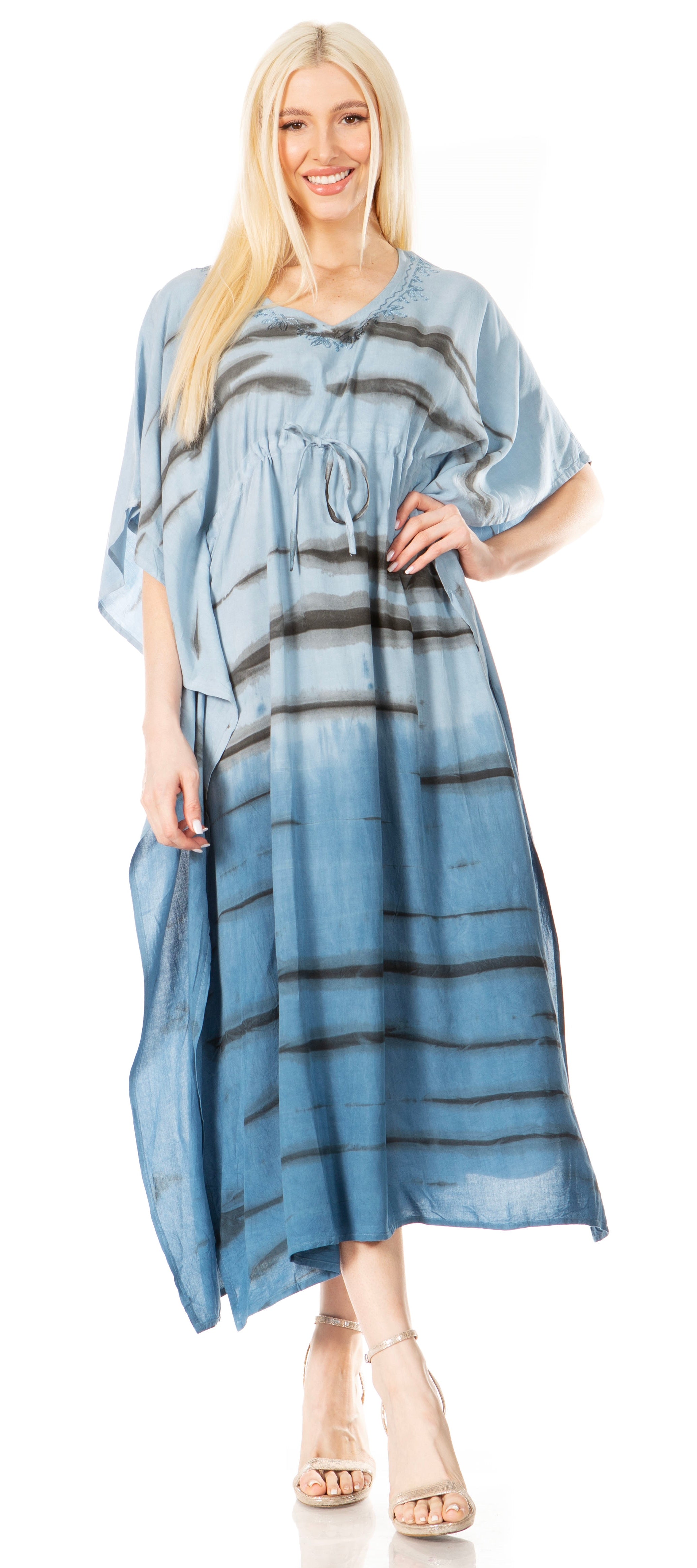 Sakkas - Maitte V-Neck Printed Kaftan