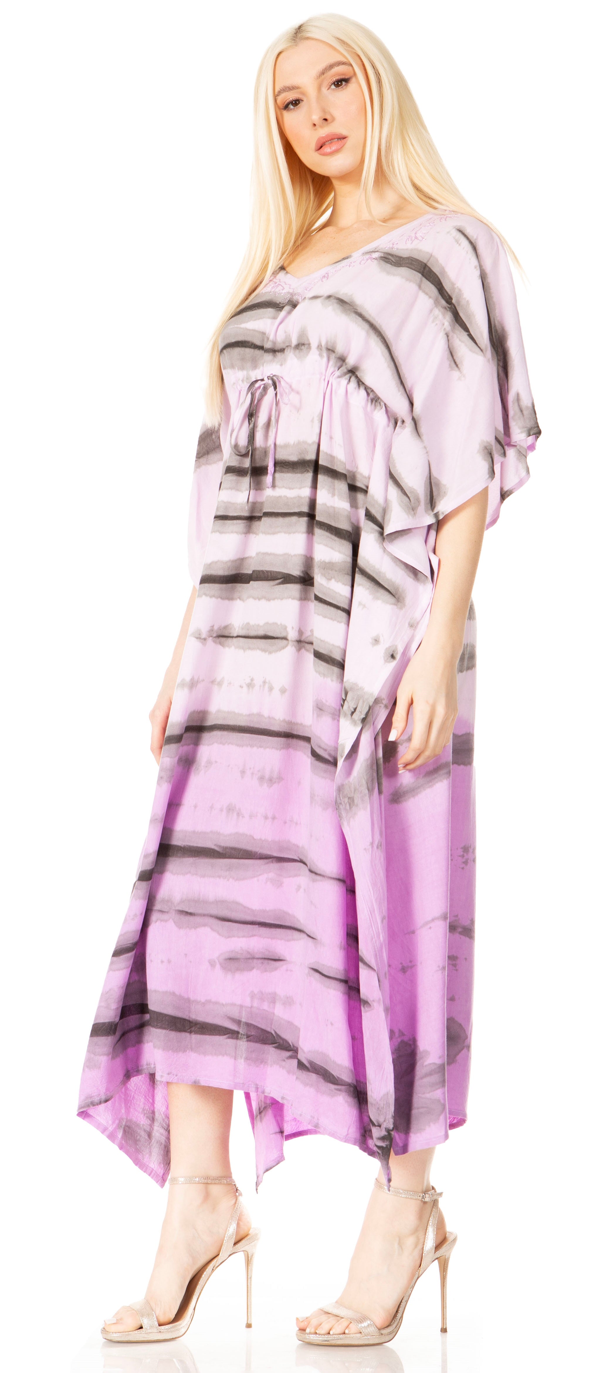 Sakkas - Maitte V-Neck Printed Kaftan