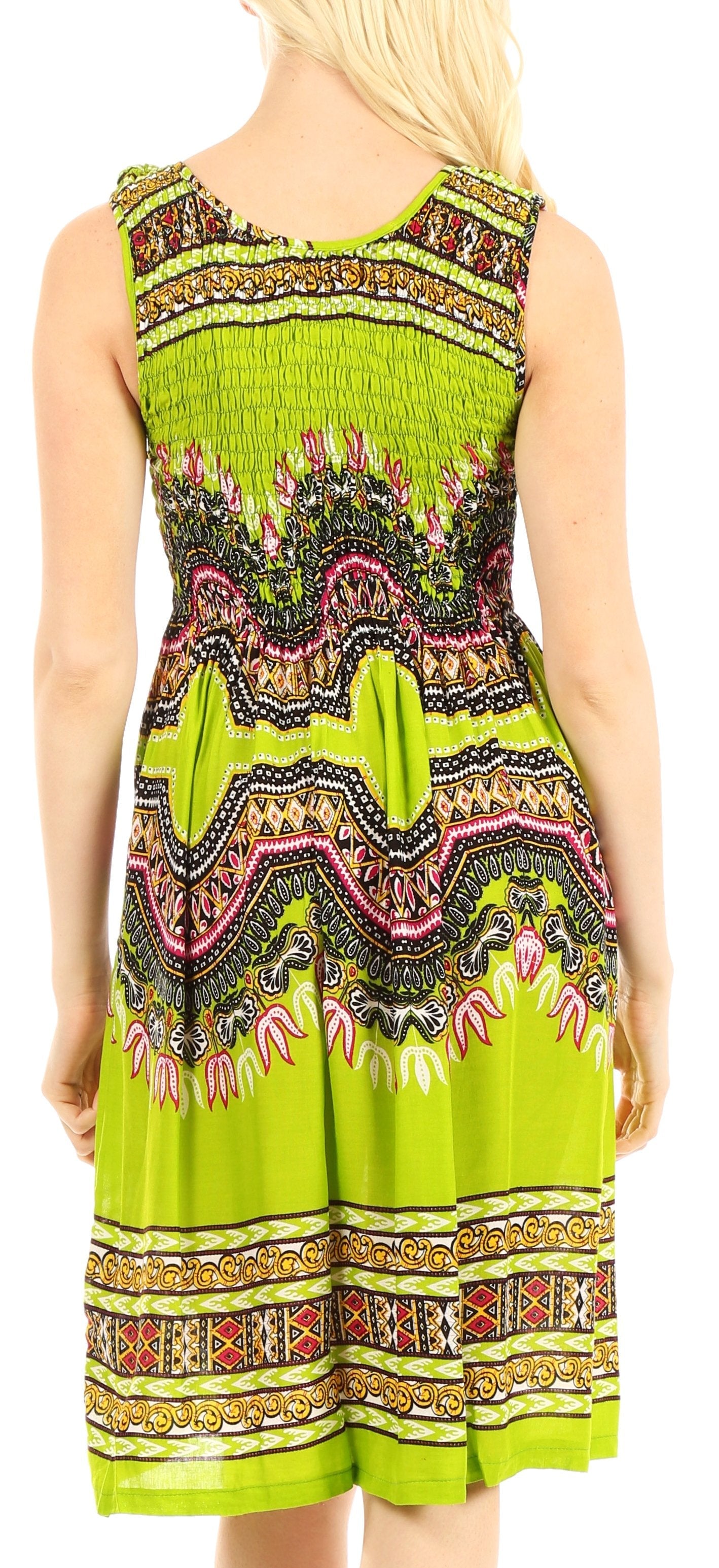 Sakkas - Darcia Cocktail Elastic Stretchy Dashiki Print Dress