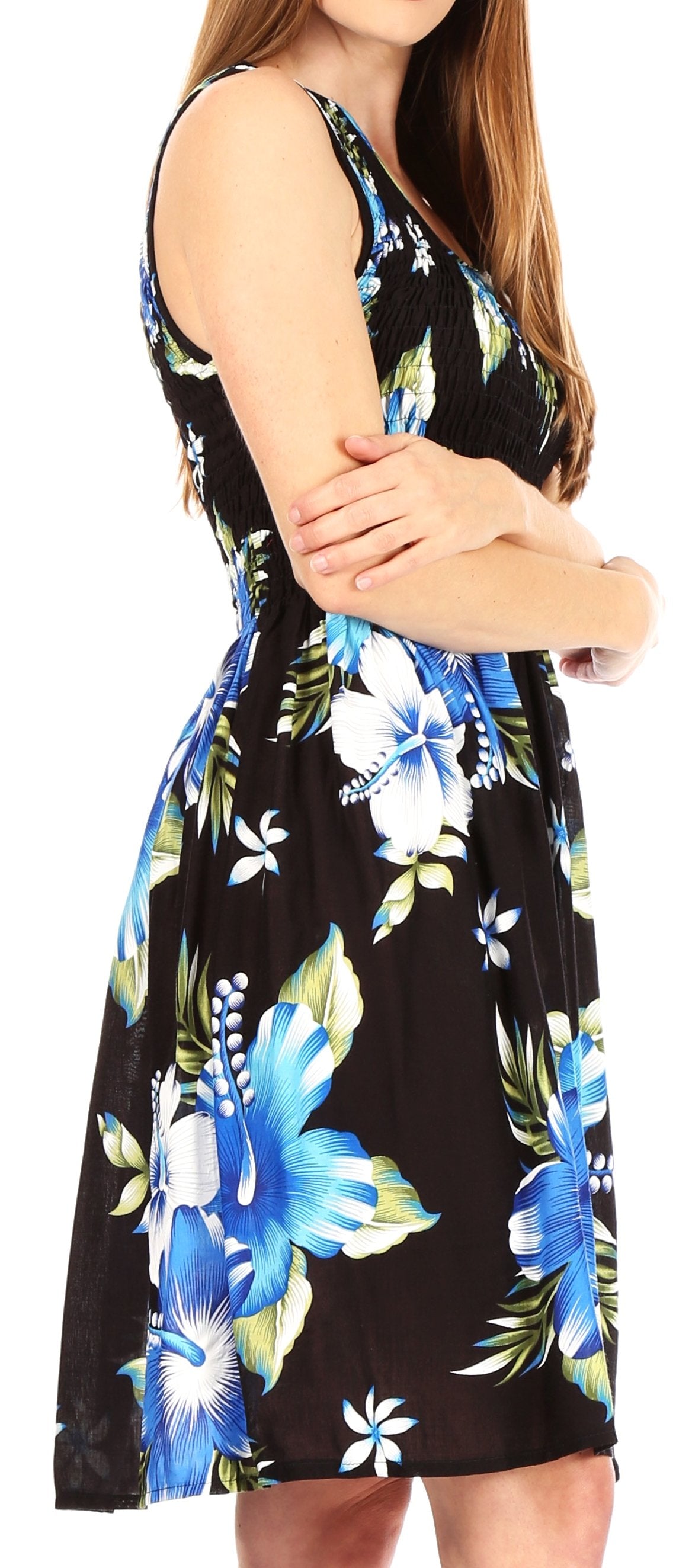 Sakkas - Murni Cocktail Elastic Stretchy Floral Print Dress