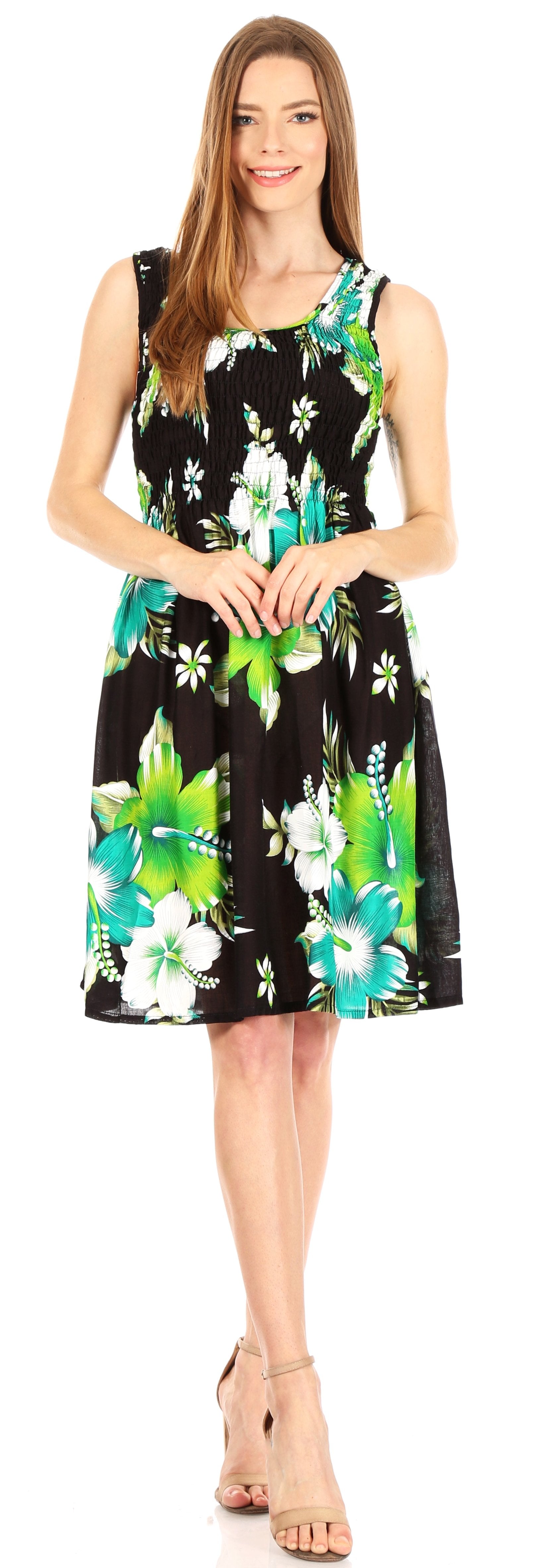 Sakkas - Murni Cocktail Elastic Stretchy Floral Print Dress