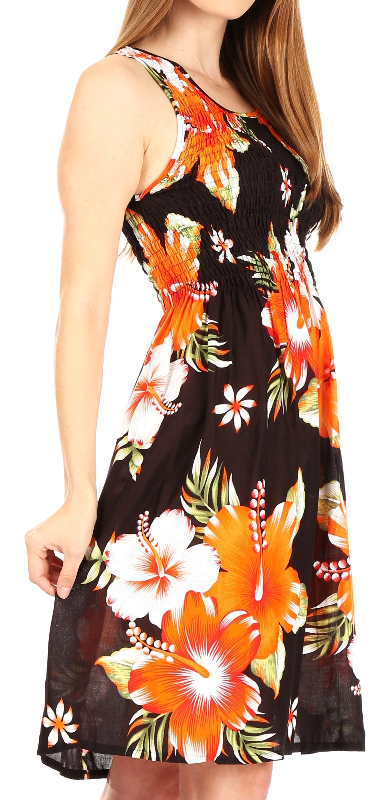Sakkas - Murni Cocktail Elastic Stretchy Floral Print Dress