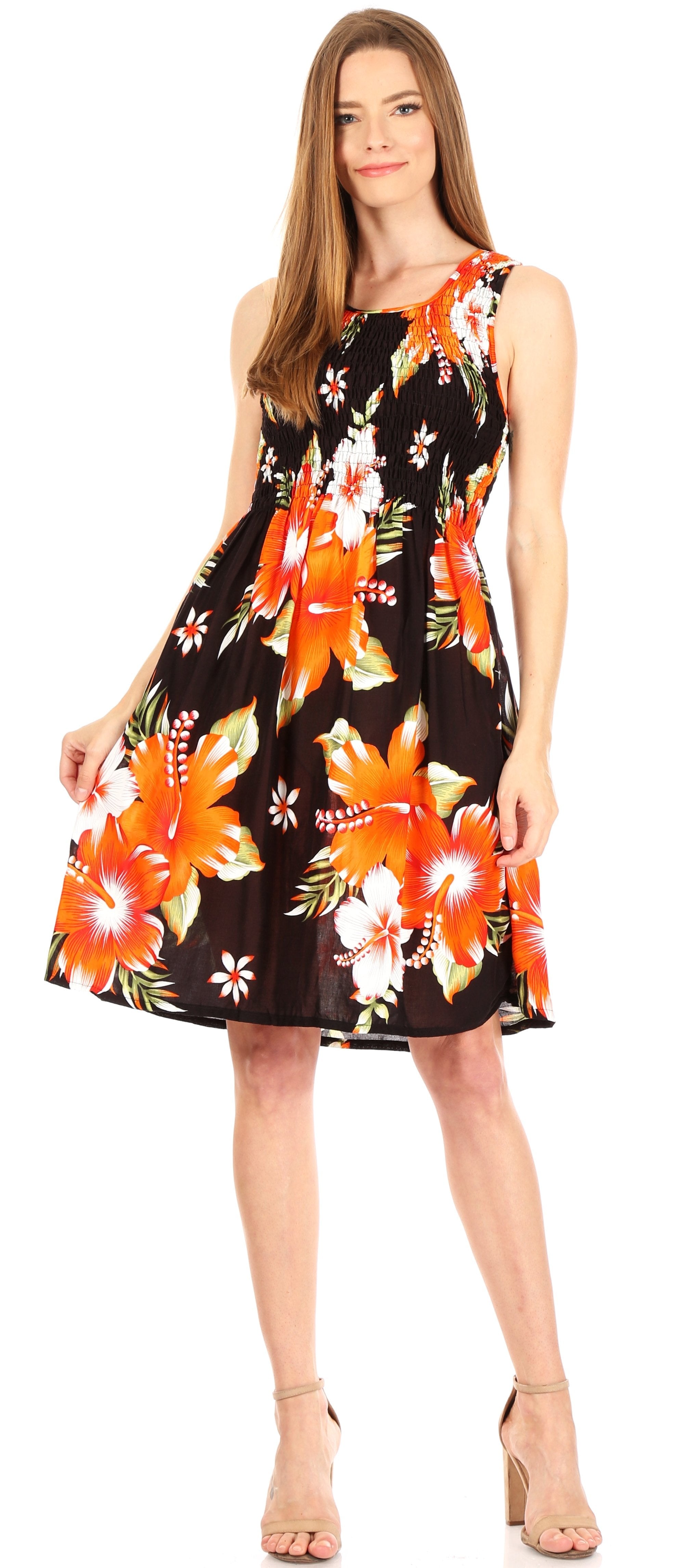 Sakkas - Murni Cocktail Elastic Stretchy Floral Print Dress