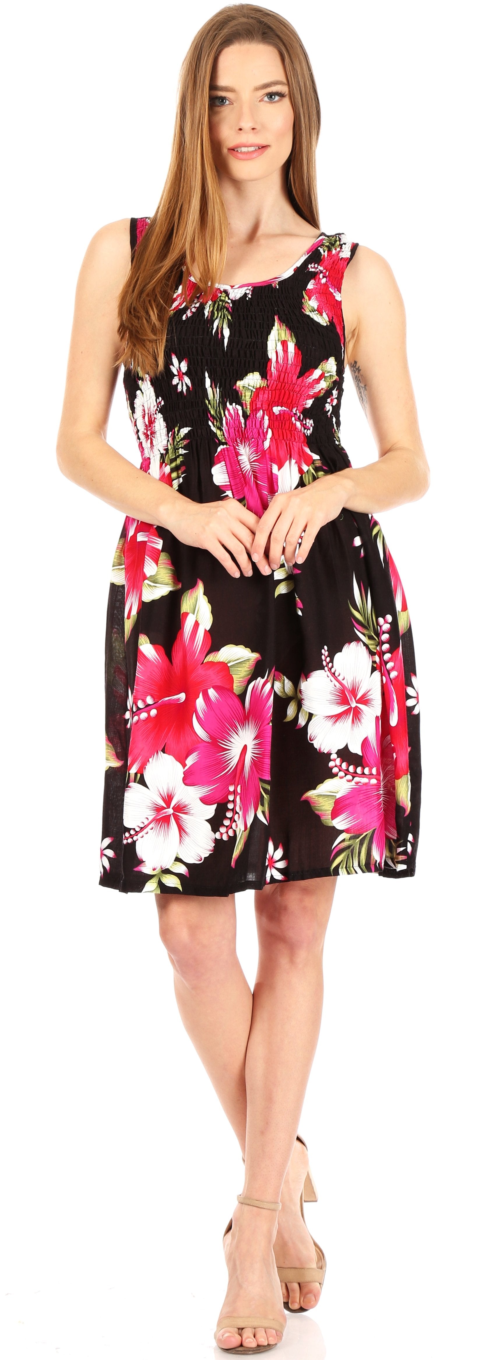 Sakkas - Murni Cocktail Elastic Stretchy Floral Print Dress