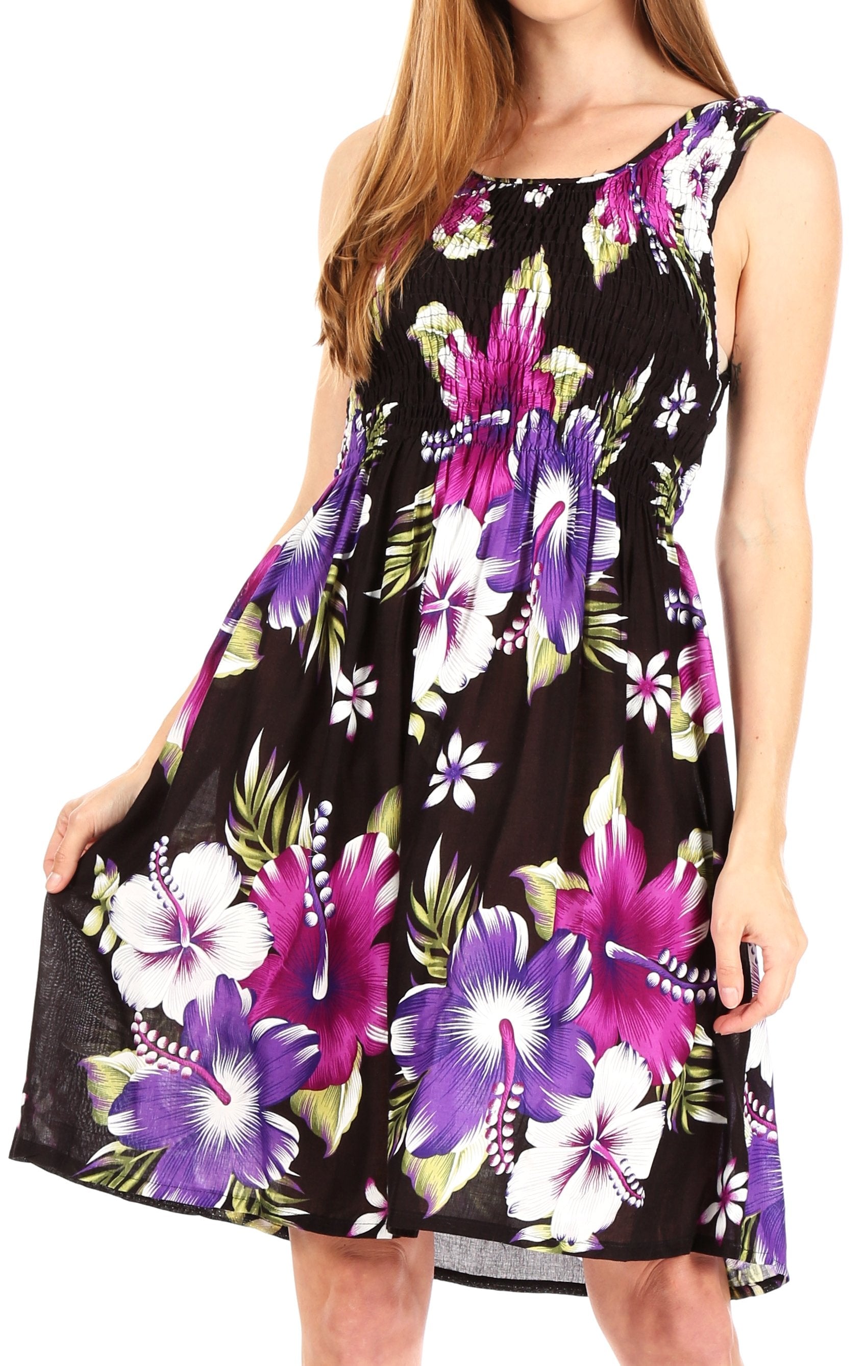 Sakkas - Murni Cocktail Elastic Stretchy Floral Print Dress