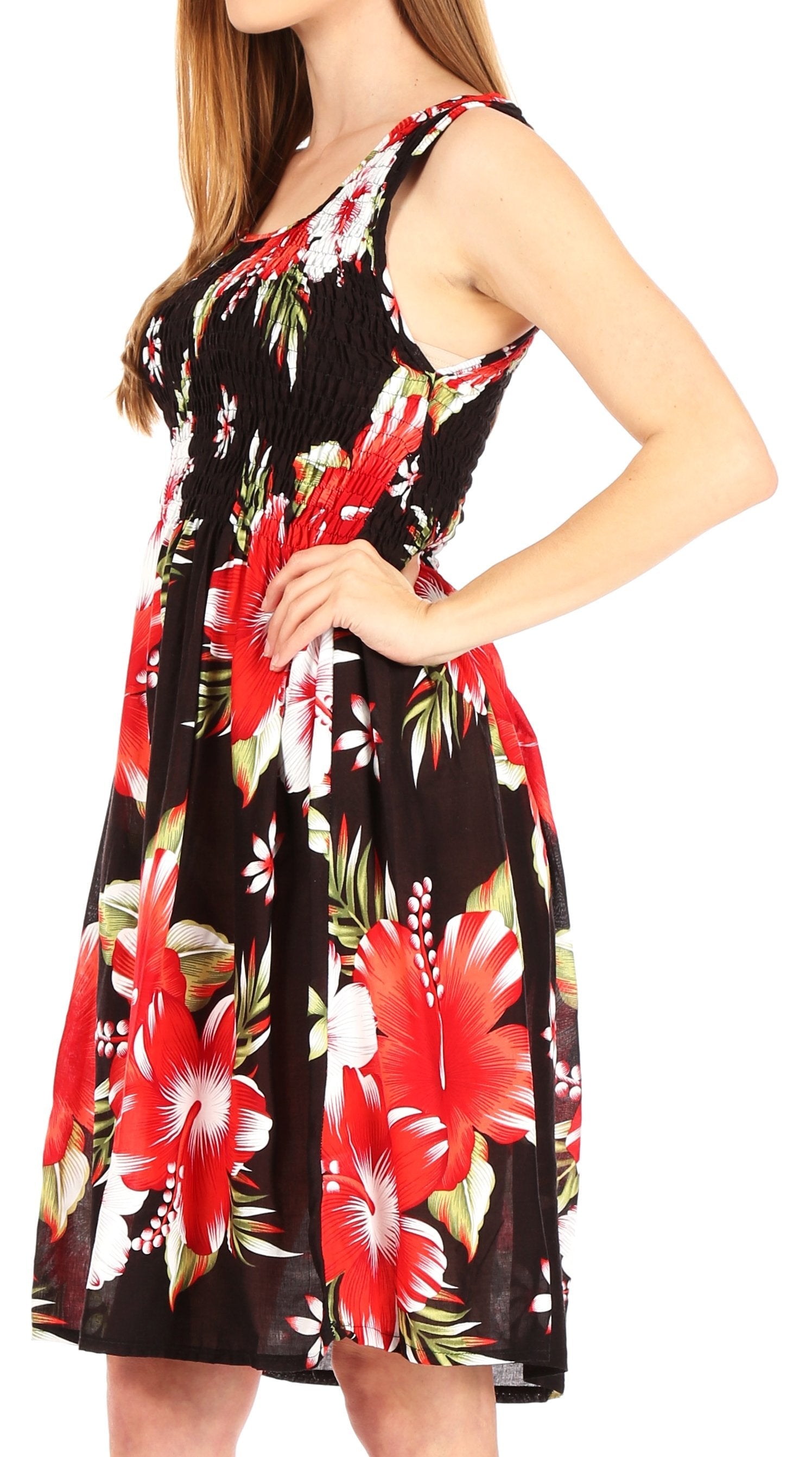 Sakkas - Murni Cocktail Elastic Stretchy Floral Print Dress