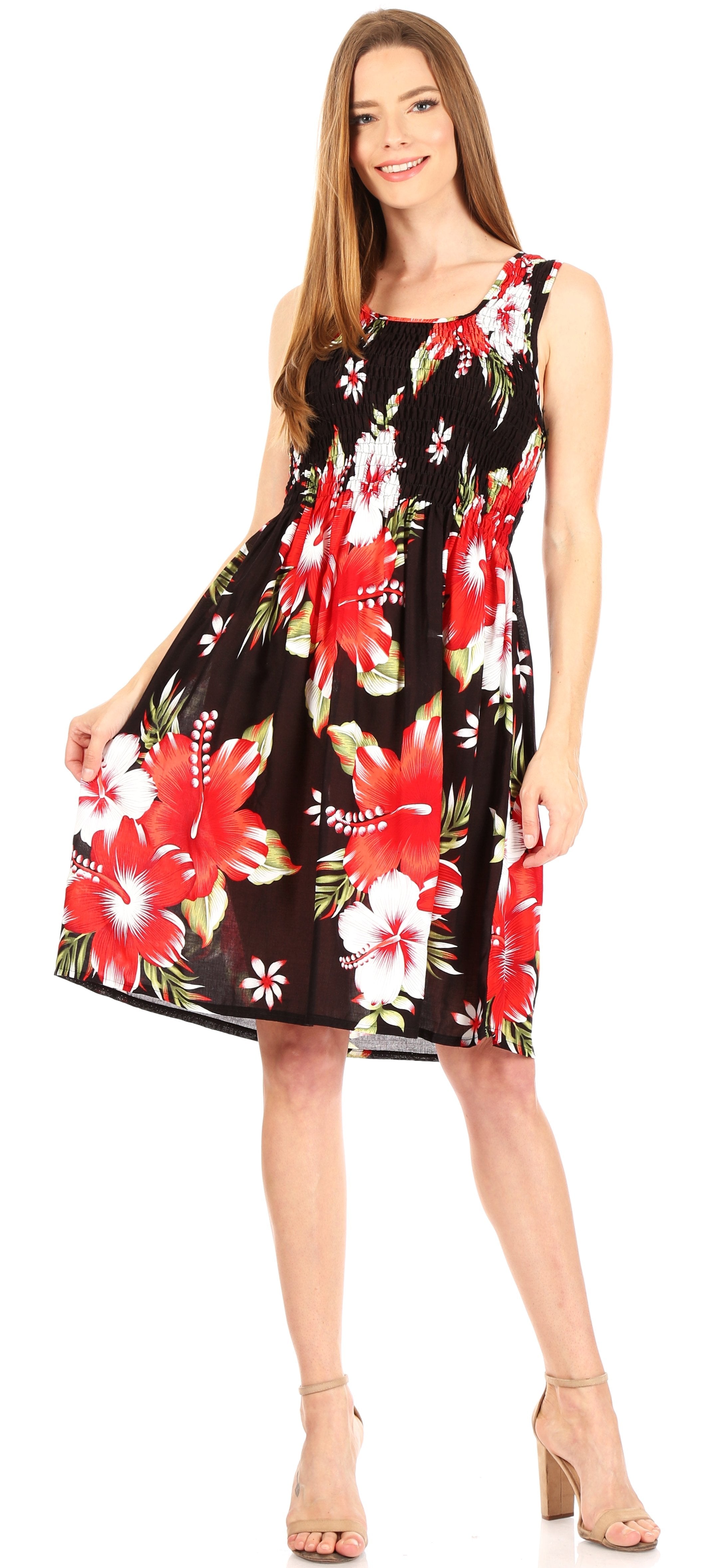 Sakkas - Murni Cocktail Elastic Stretchy Floral Print Dress