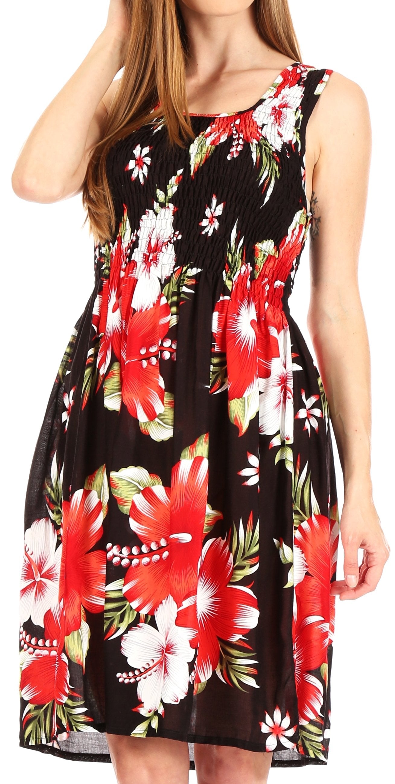 Sakkas - Murni Cocktail Elastic Stretchy Floral Print Dress