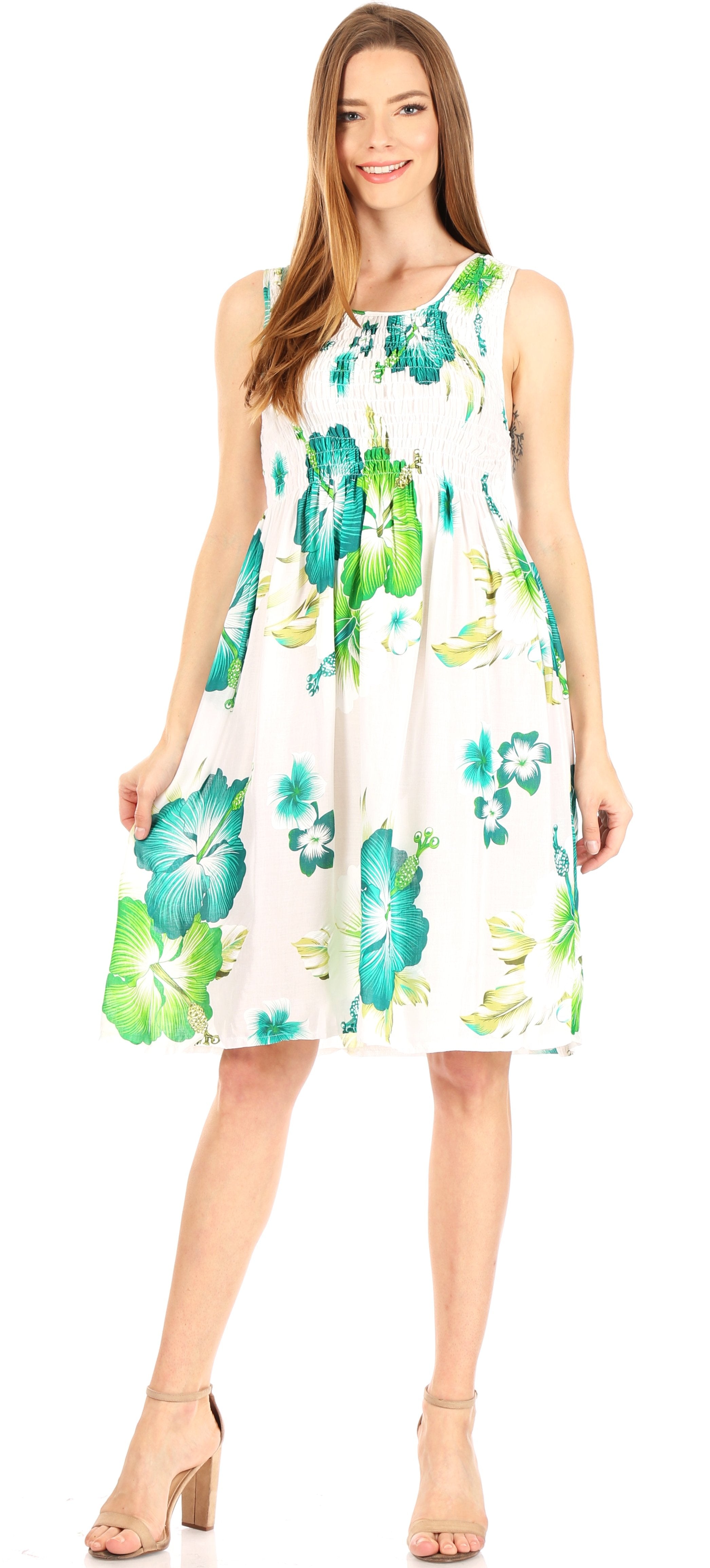 Sakkas - Murni Cocktail Elastic Stretchy Floral Print Dress