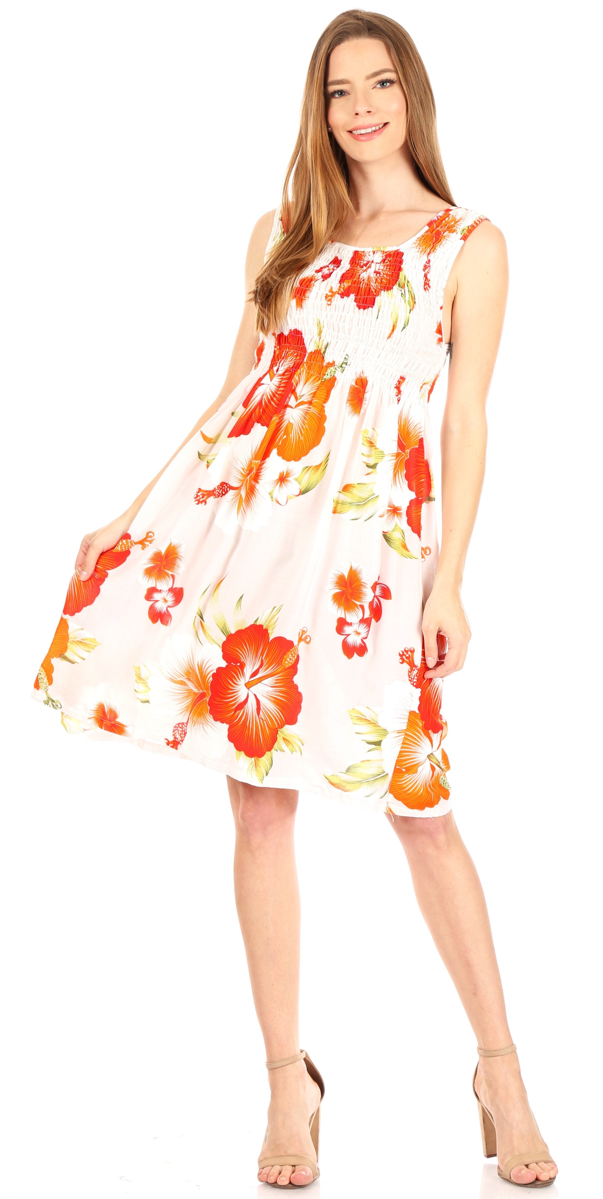 Sakkas - Murni Cocktail Elastic Stretchy Floral Print Dress