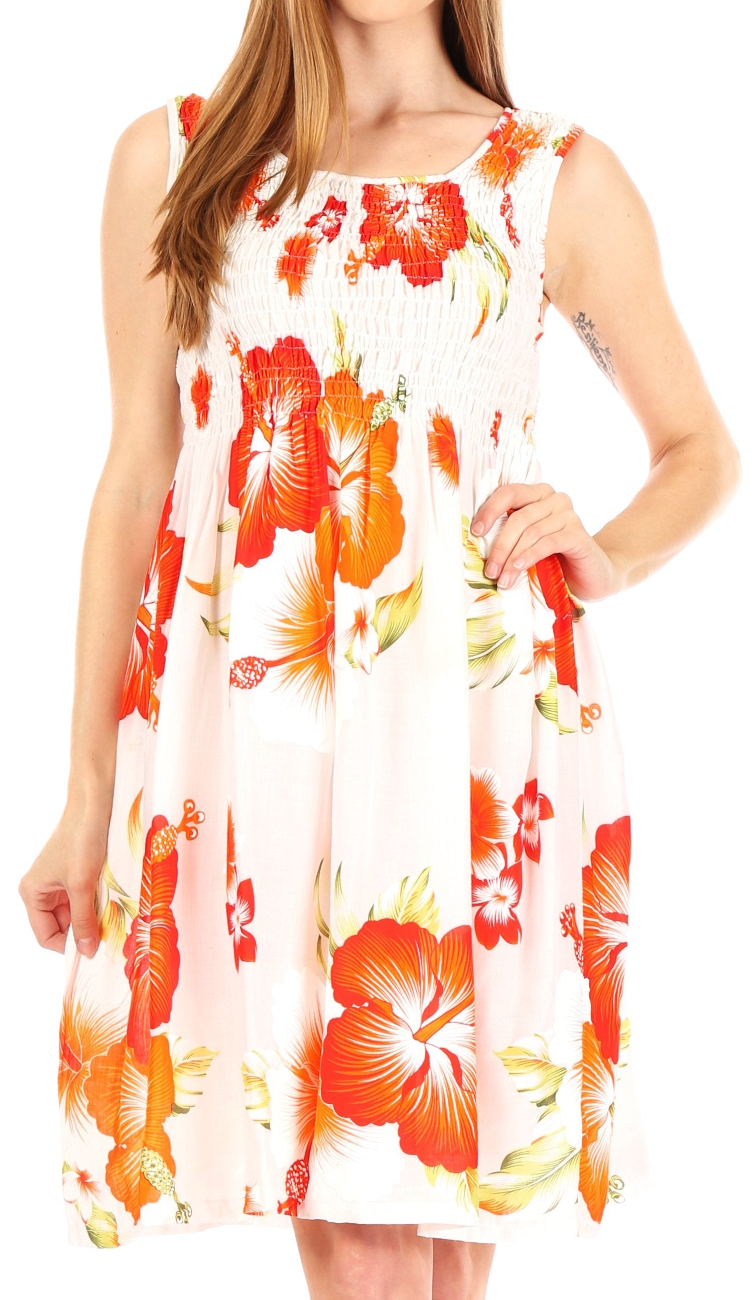 Sakkas - Murni Cocktail Elastic Stretchy Floral Print Dress