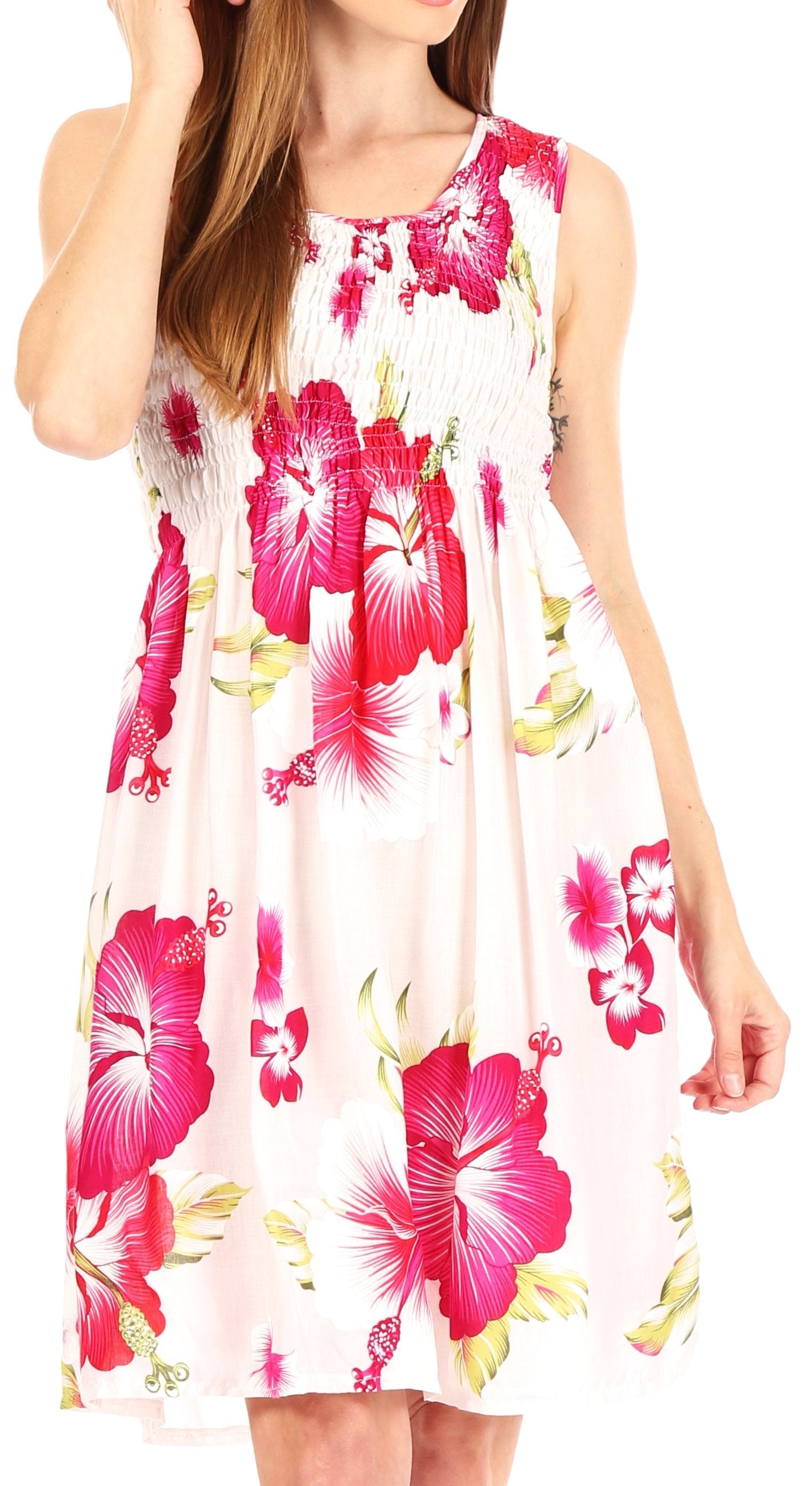 Sakkas - Murni Cocktail Elastic Stretchy Floral Print Dress