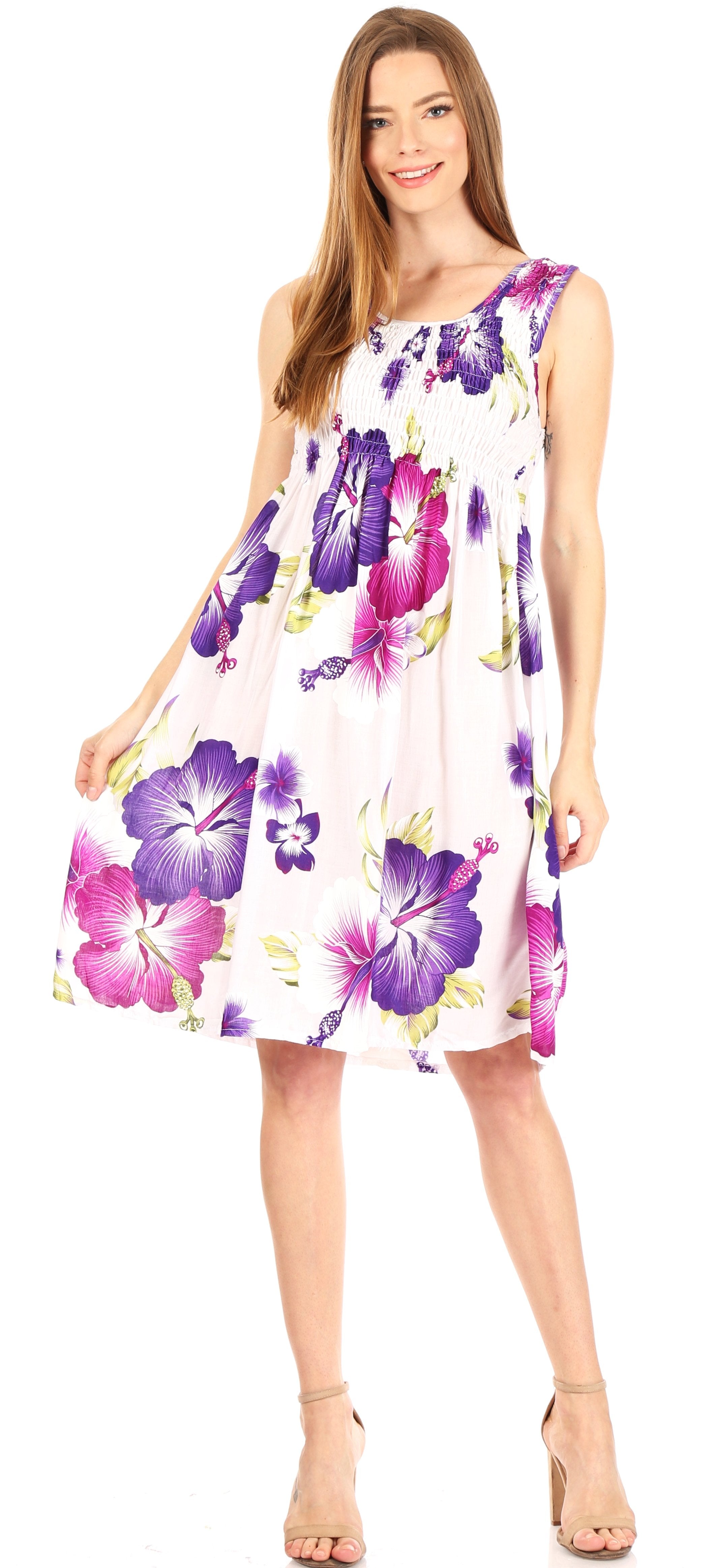 Sakkas - Murni Cocktail Elastic Stretchy Floral Print Dress