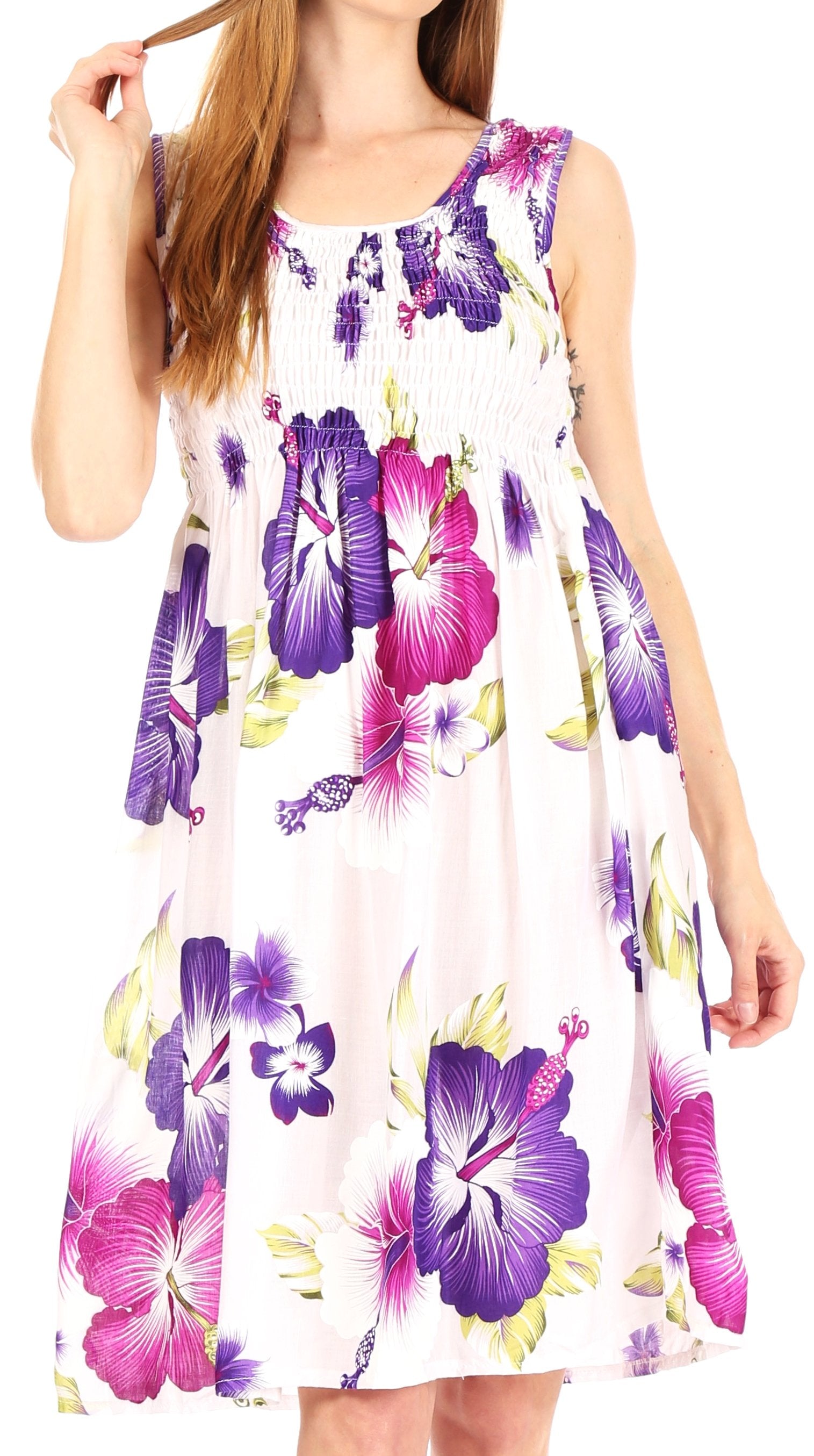 Sakkas - Murni Cocktail Elastic Stretchy Floral Print Dress