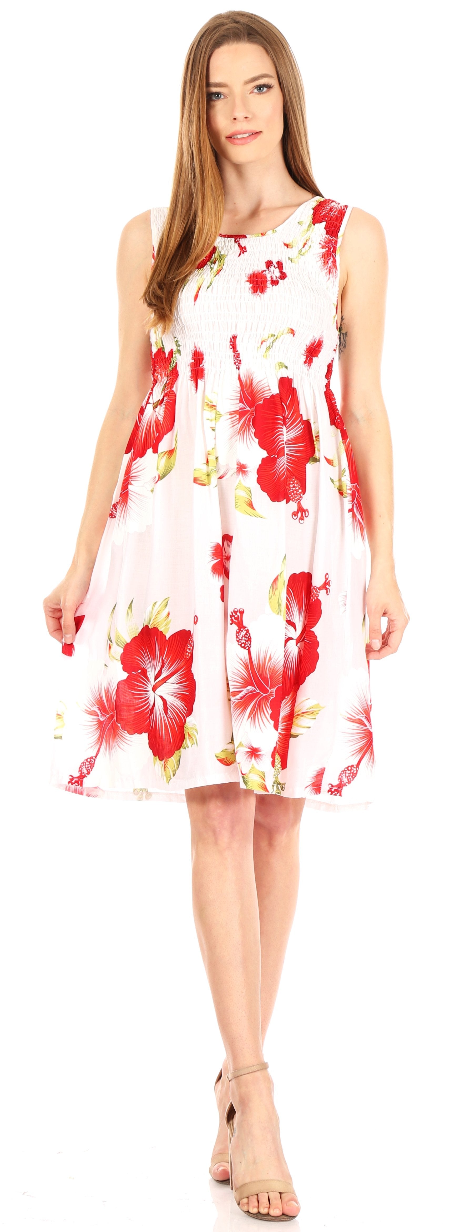 Sakkas - Murni Cocktail Elastic Stretchy Floral Print Dress