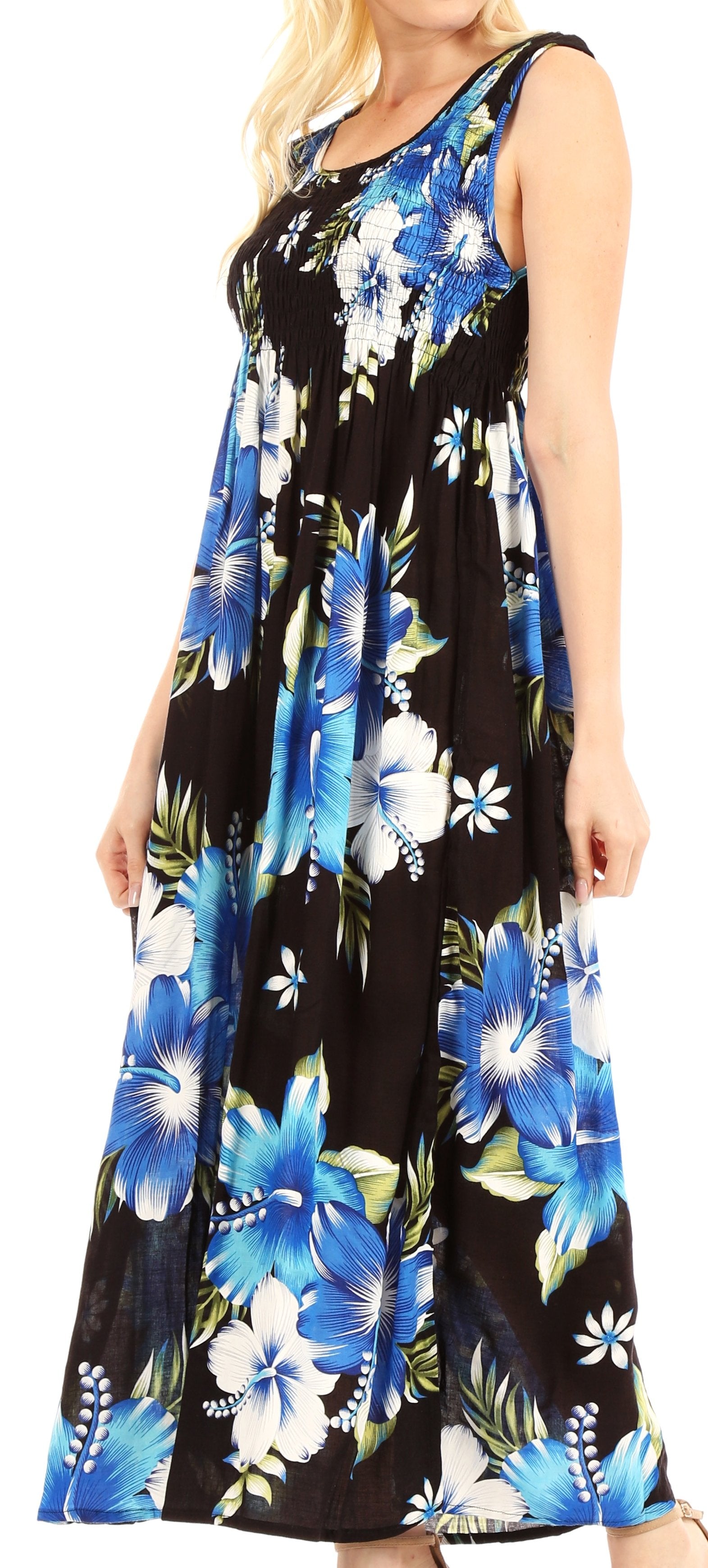 Sakkas - Iyabo Sleeveless Casual Floral Print Dress