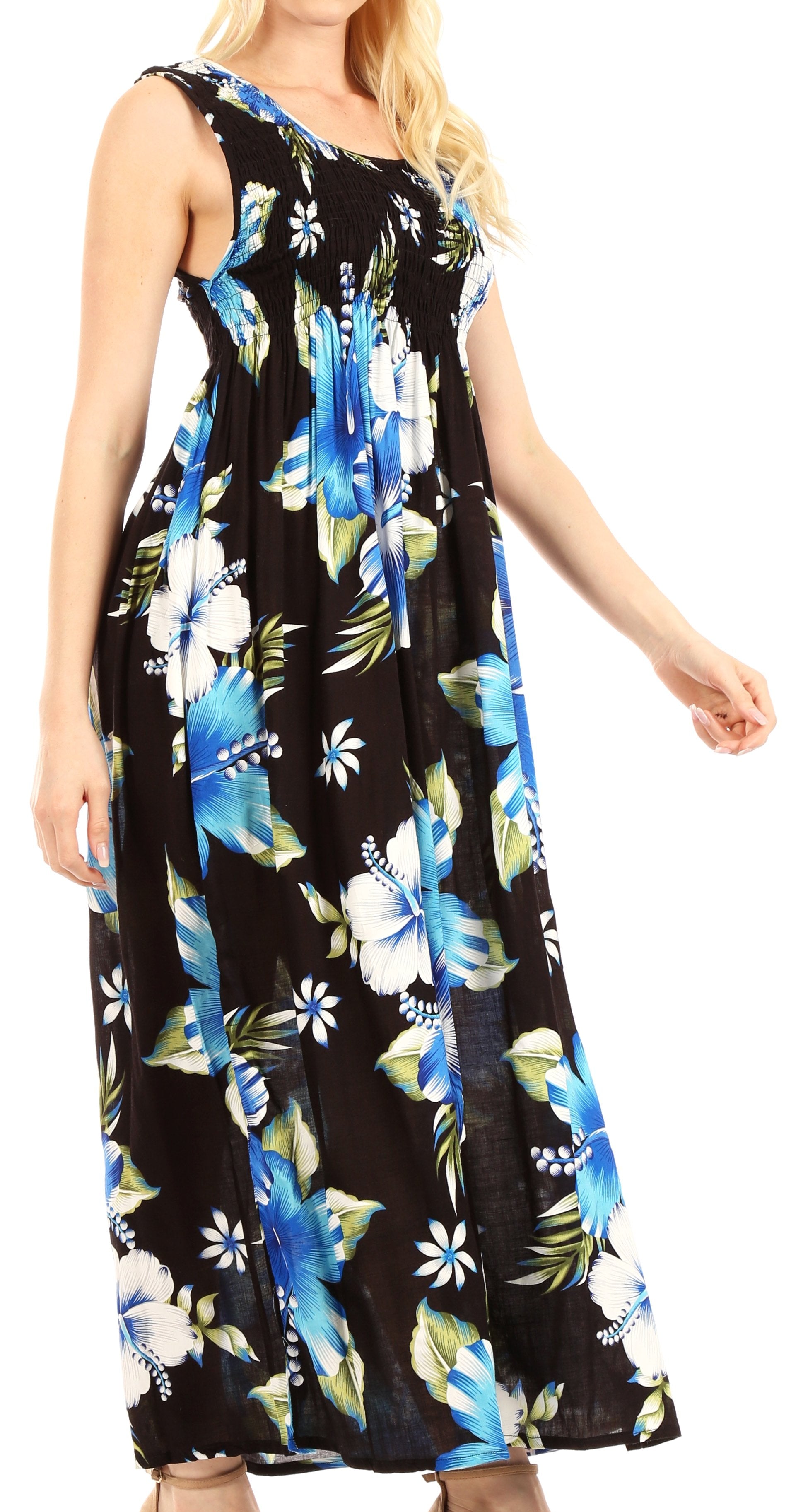 Sakkas - Iyabo Sleeveless Casual Floral Print Dress
