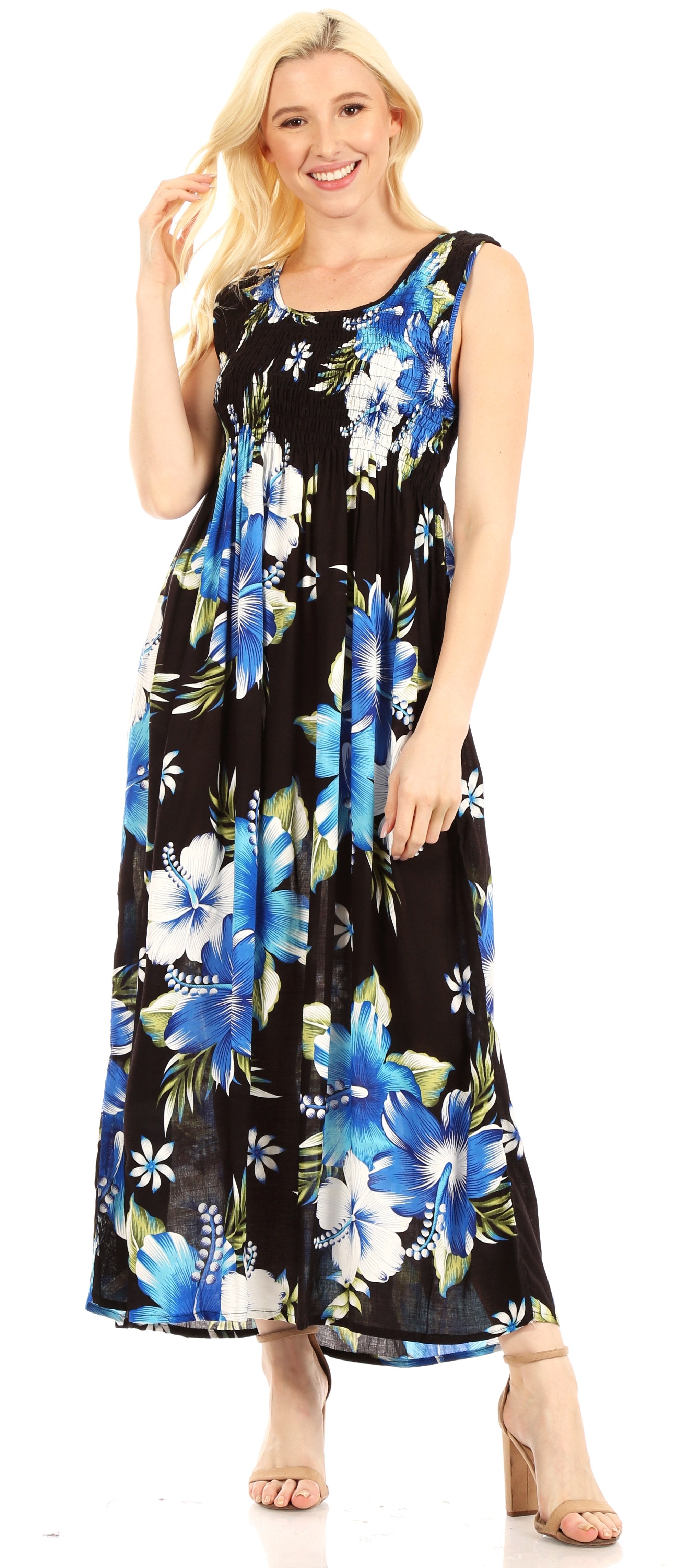Sakkas - Iyabo Sleeveless Casual Floral Print Dress