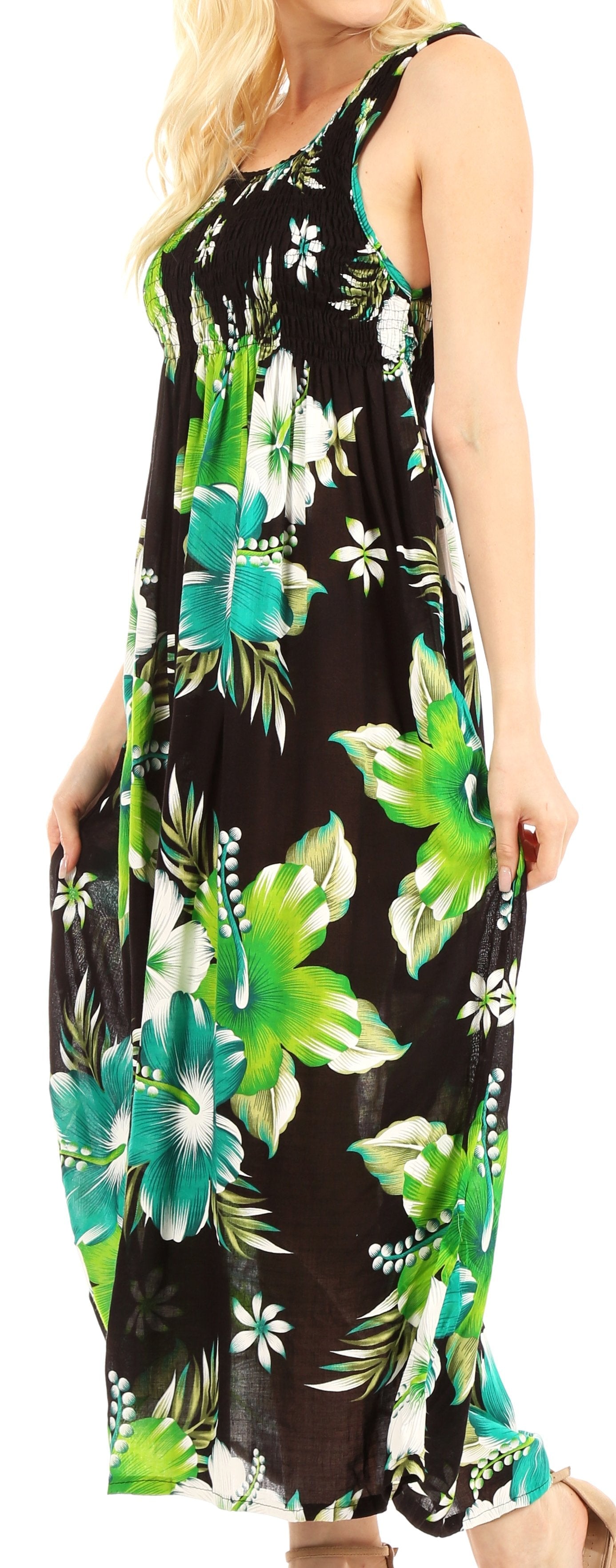 Sakkas - Iyabo Sleeveless Casual Floral Print Dress