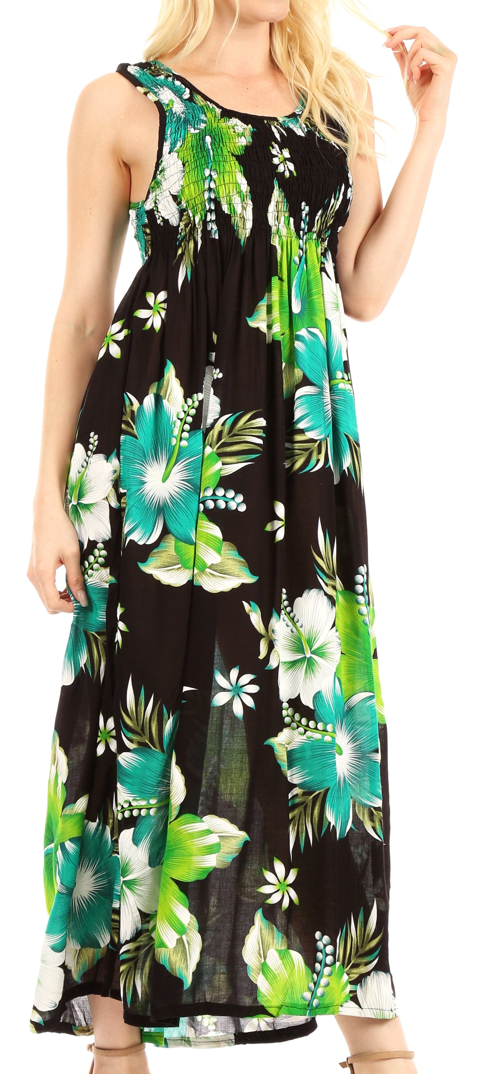 Sakkas - Iyabo Sleeveless Casual Floral Print Dress
