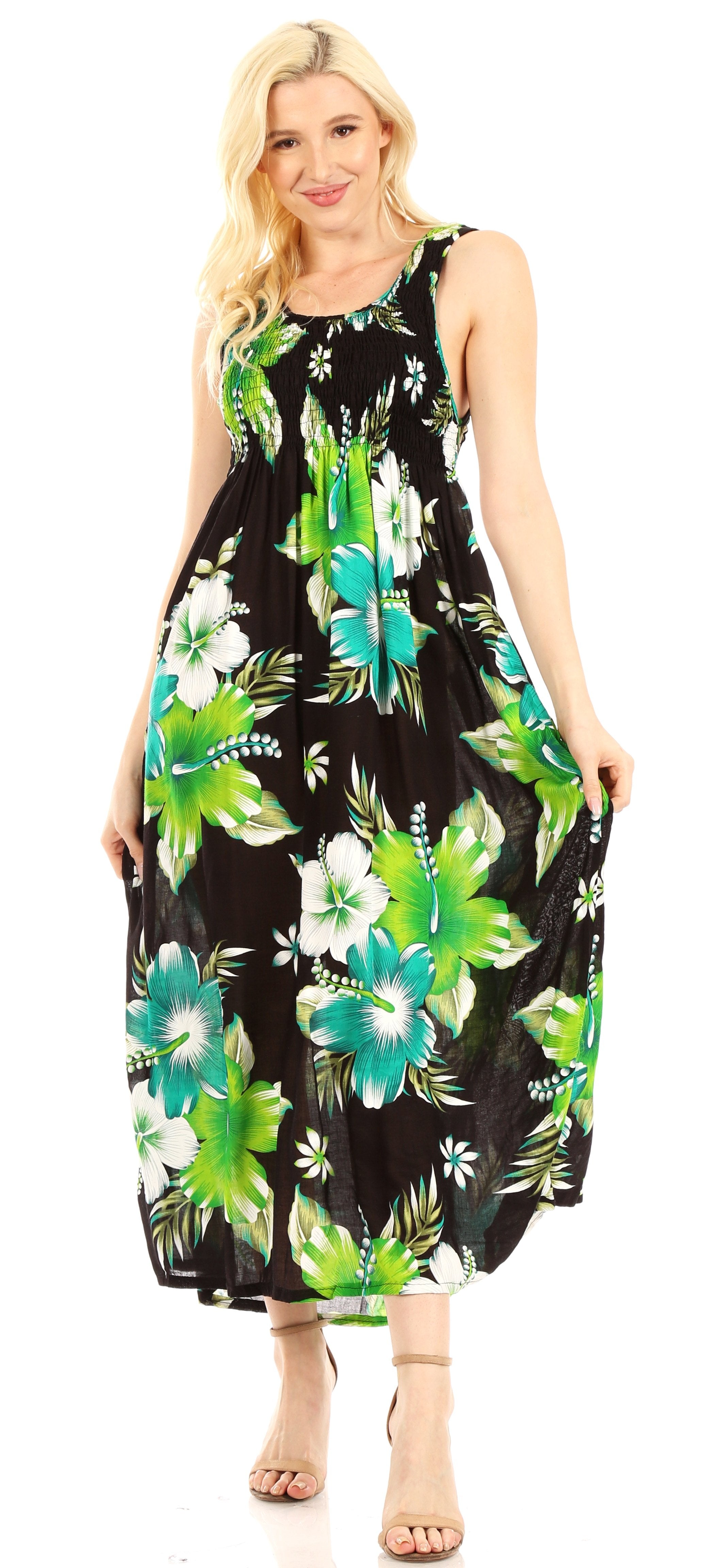 Sakkas - Iyabo Sleeveless Casual Floral Print Dress