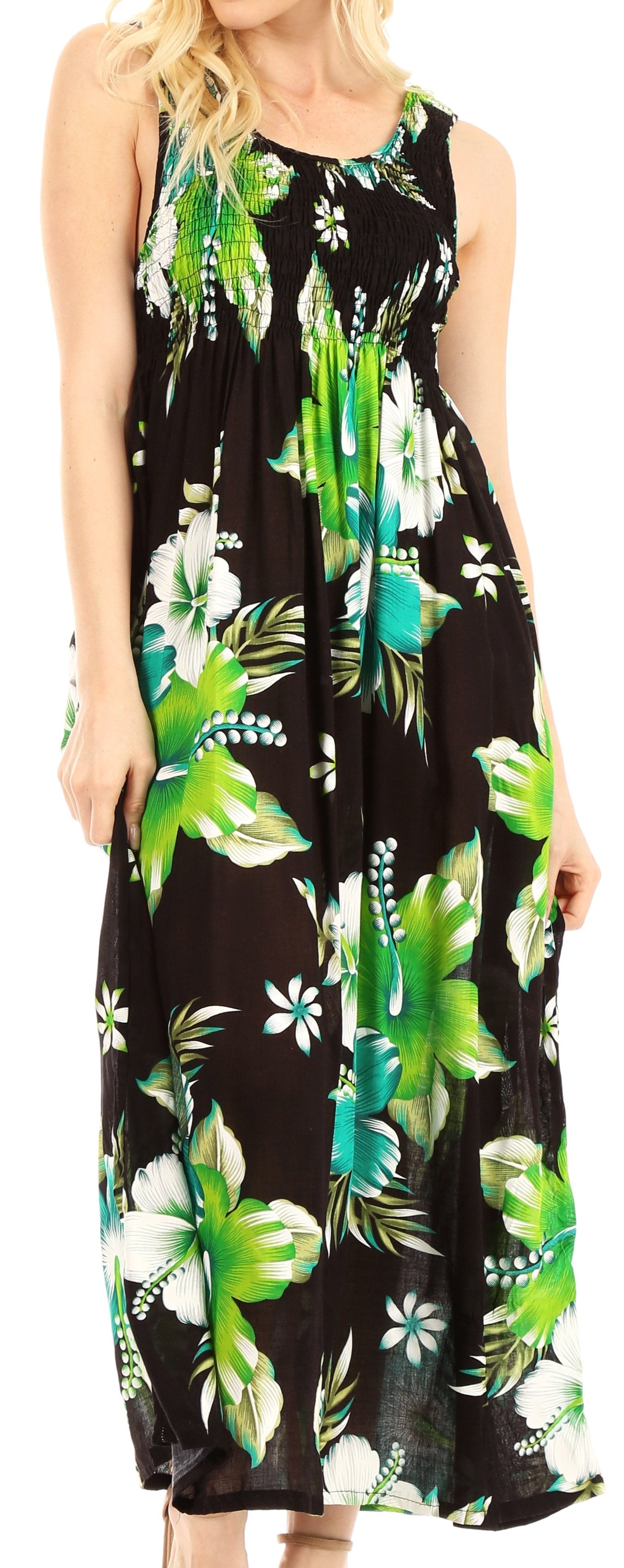 Sakkas - Iyabo Sleeveless Casual Floral Print Dress