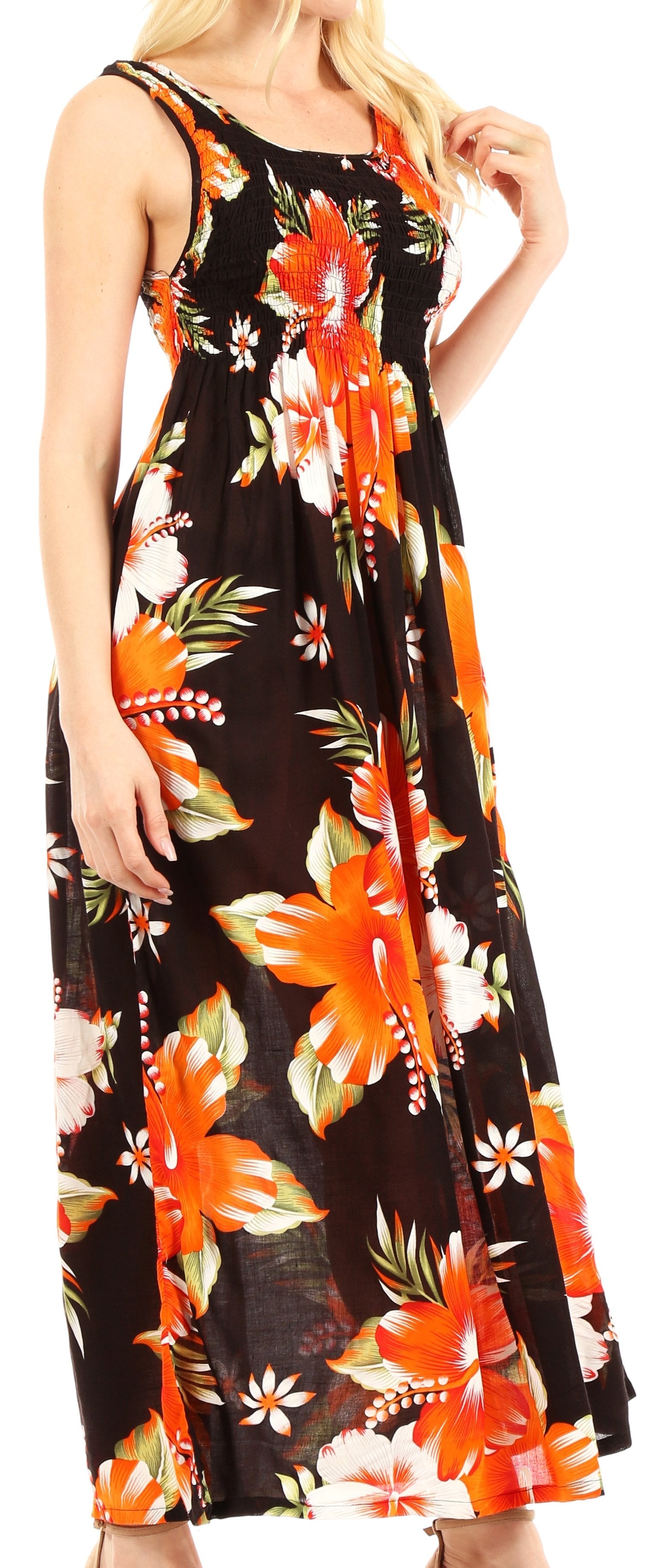 Sakkas - Iyabo Sleeveless Casual Floral Print Dress