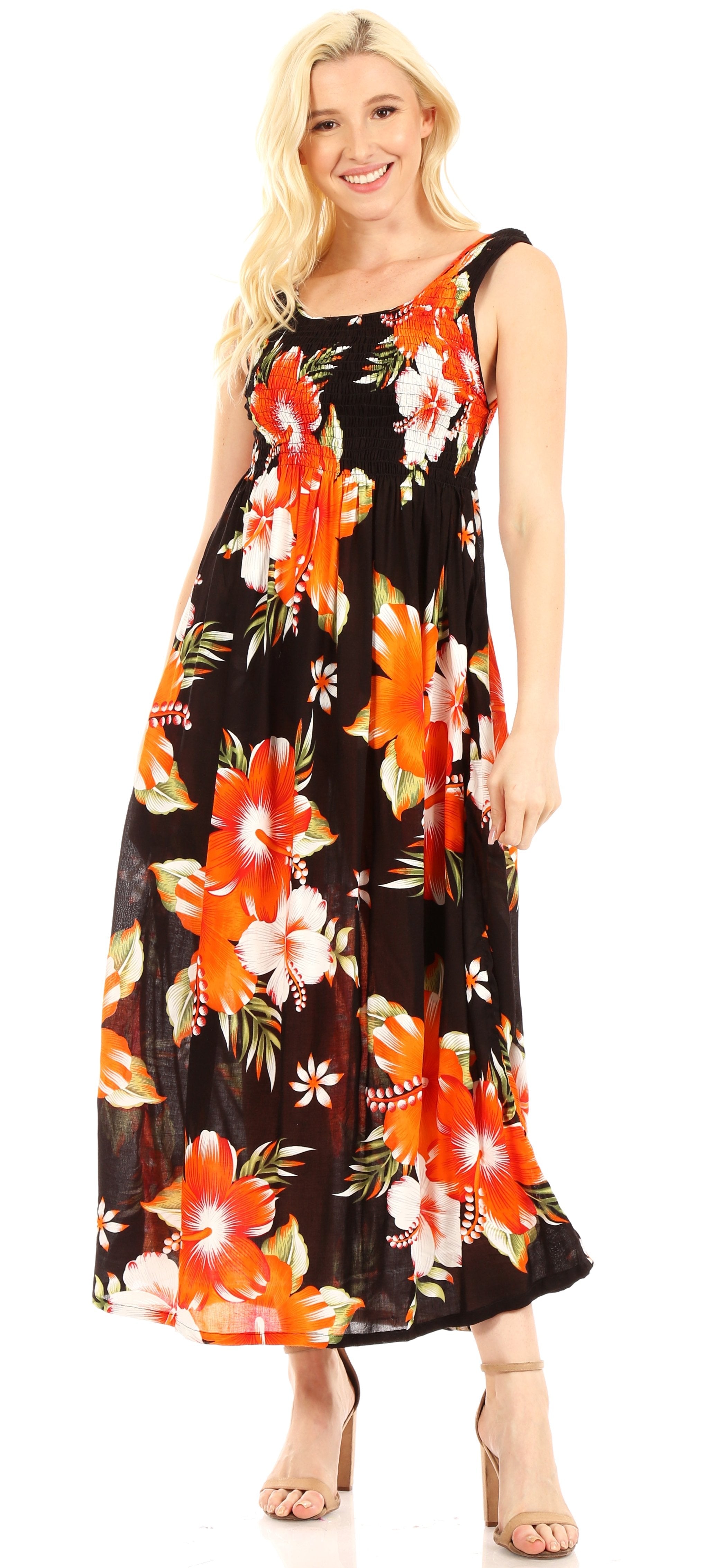 Sakkas - Iyabo Sleeveless Casual Floral Print Dress