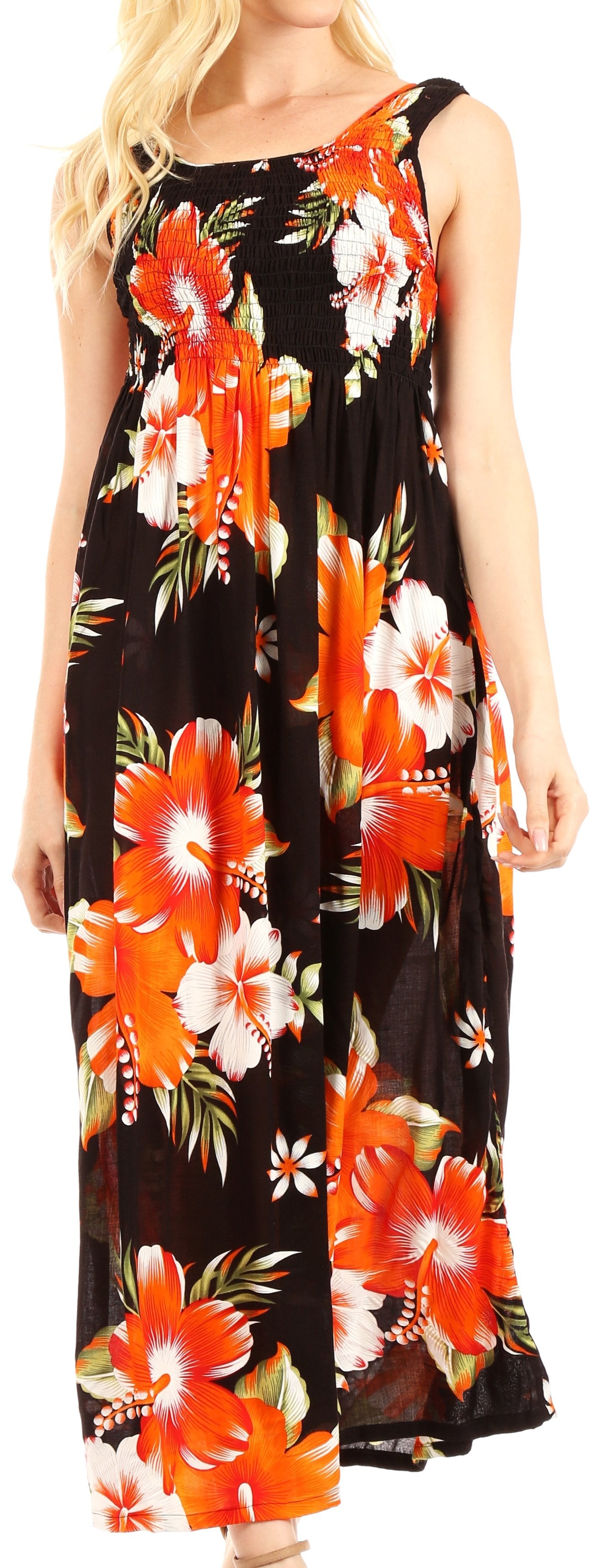 Sakkas - Iyabo Sleeveless Casual Floral Print Dress