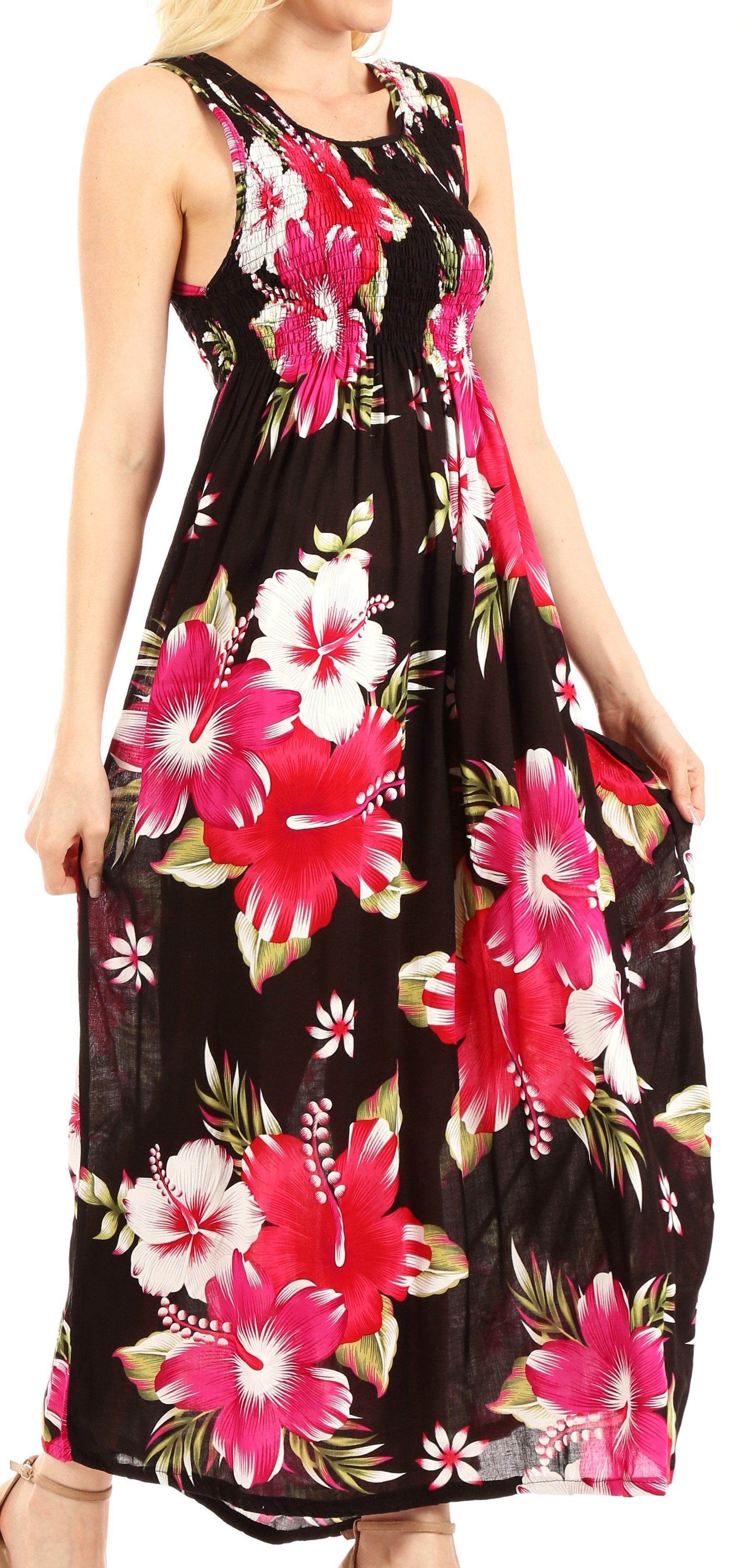 Sakkas - Iyabo Sleeveless Casual Floral Print Dress