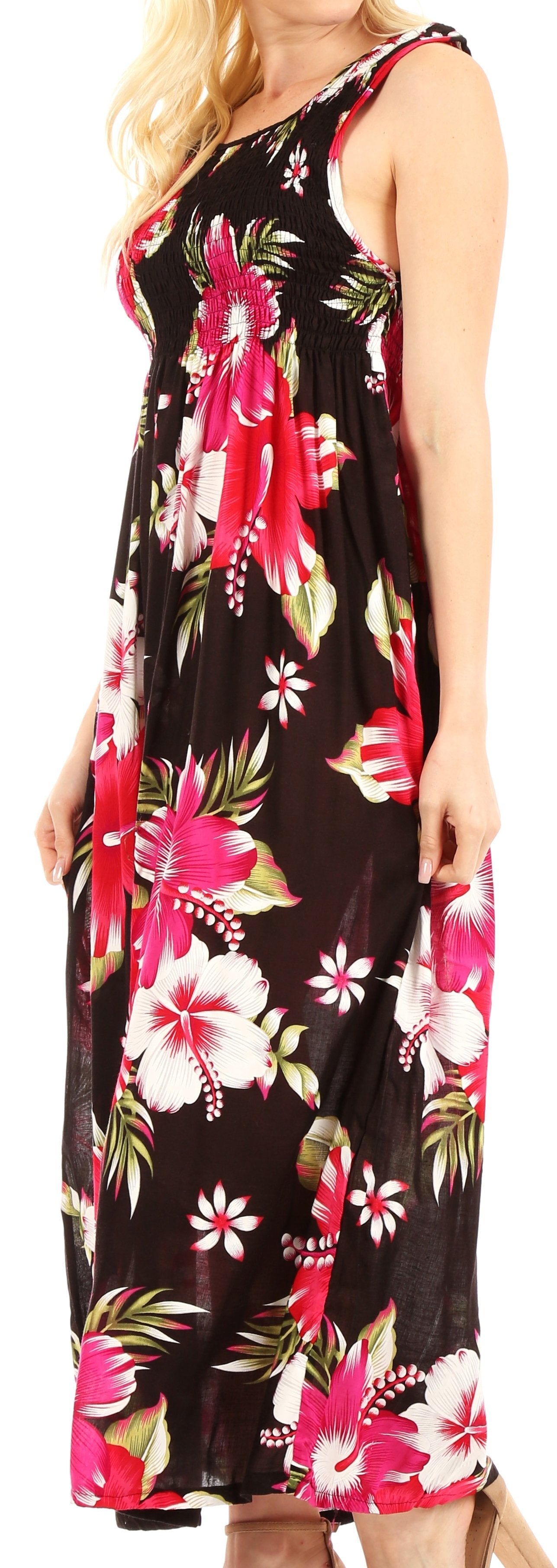 Sakkas - Iyabo Sleeveless Casual Floral Print Dress