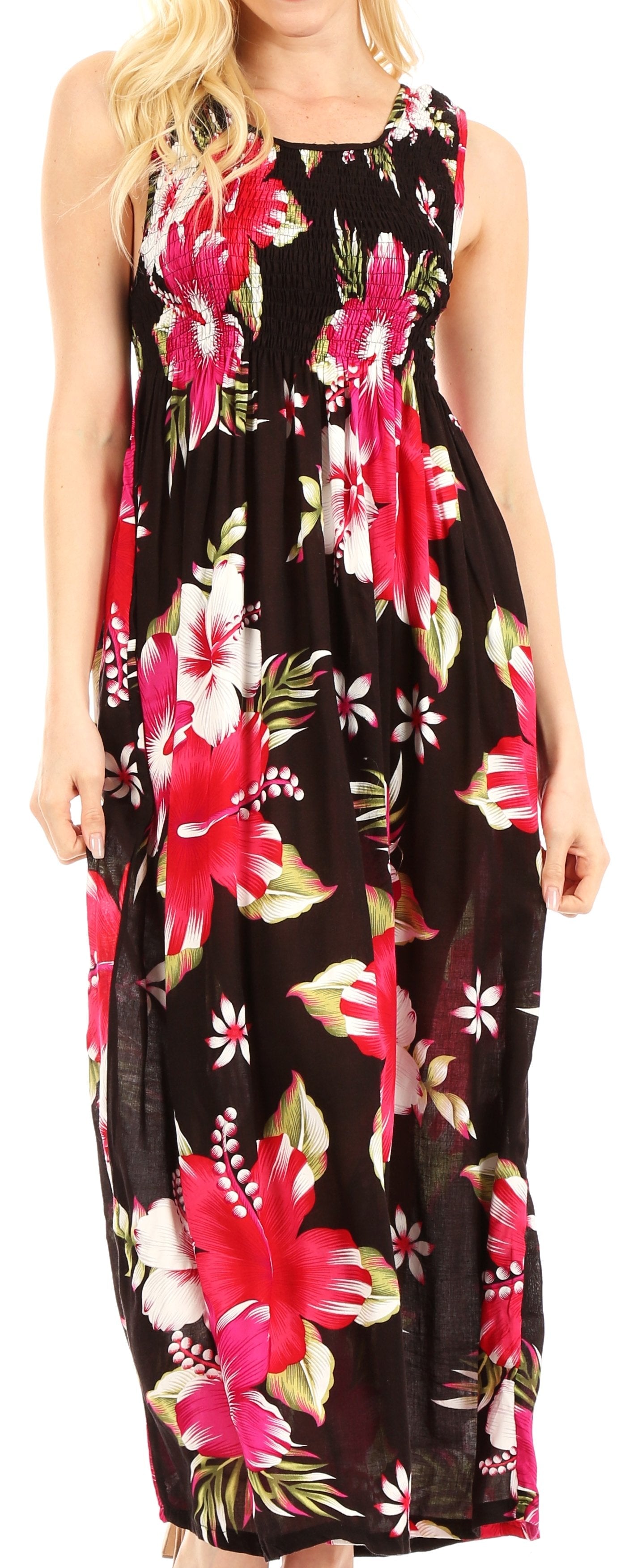 Sakkas - Iyabo Sleeveless Casual Floral Print Dress