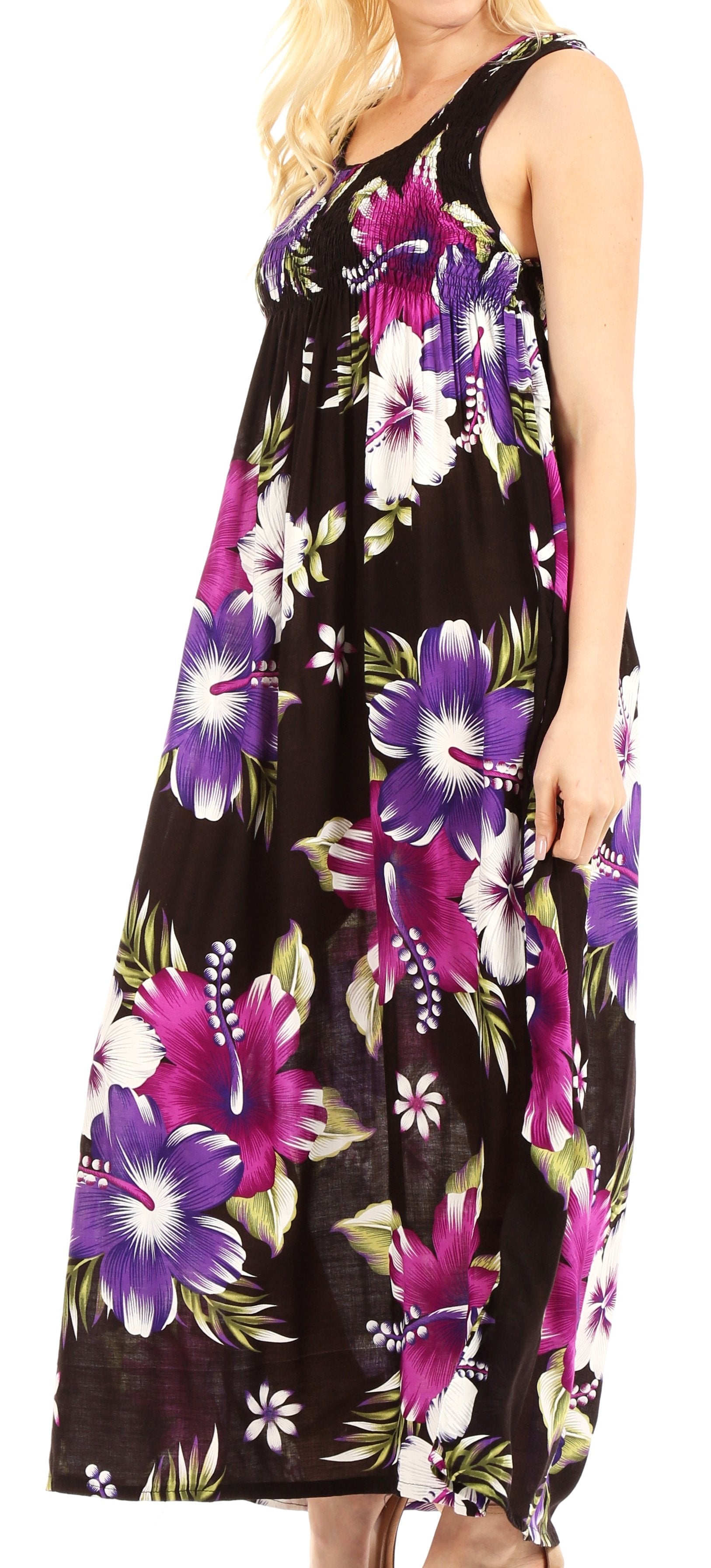 Sakkas - Iyabo Sleeveless Casual Floral Print Dress