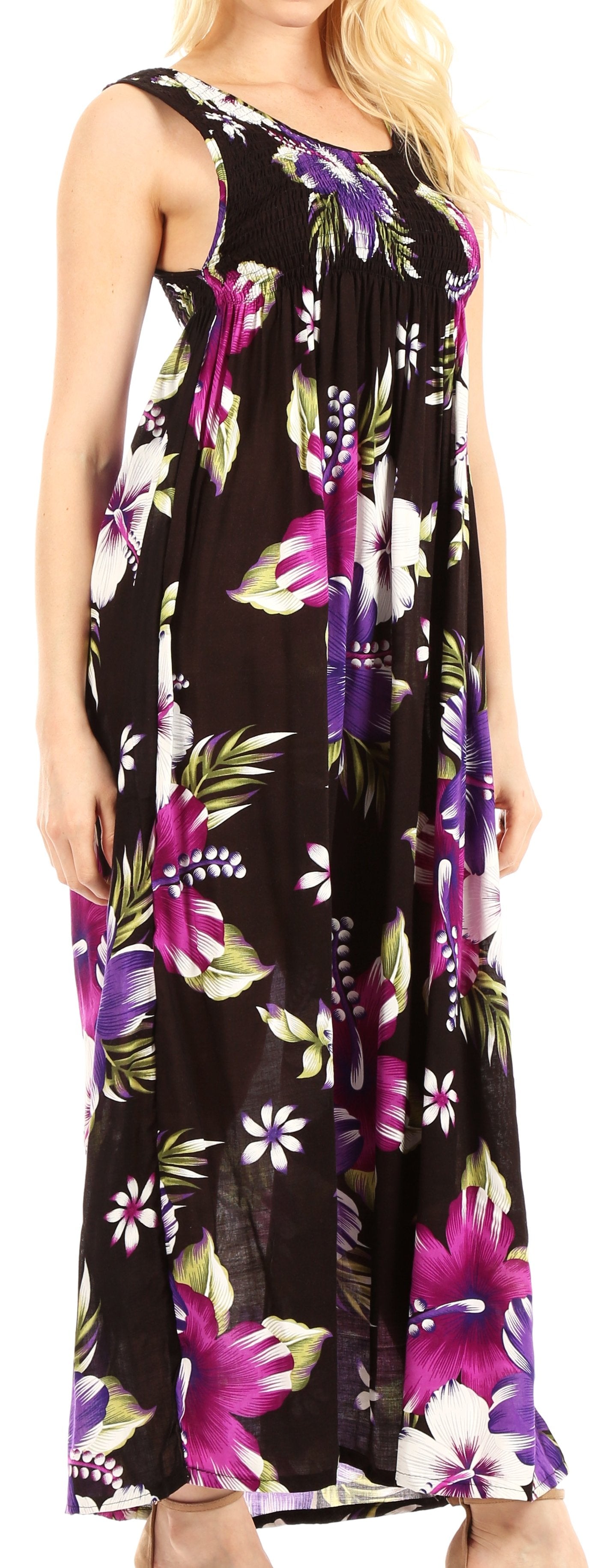 Sakkas - Iyabo Sleeveless Casual Floral Print Dress